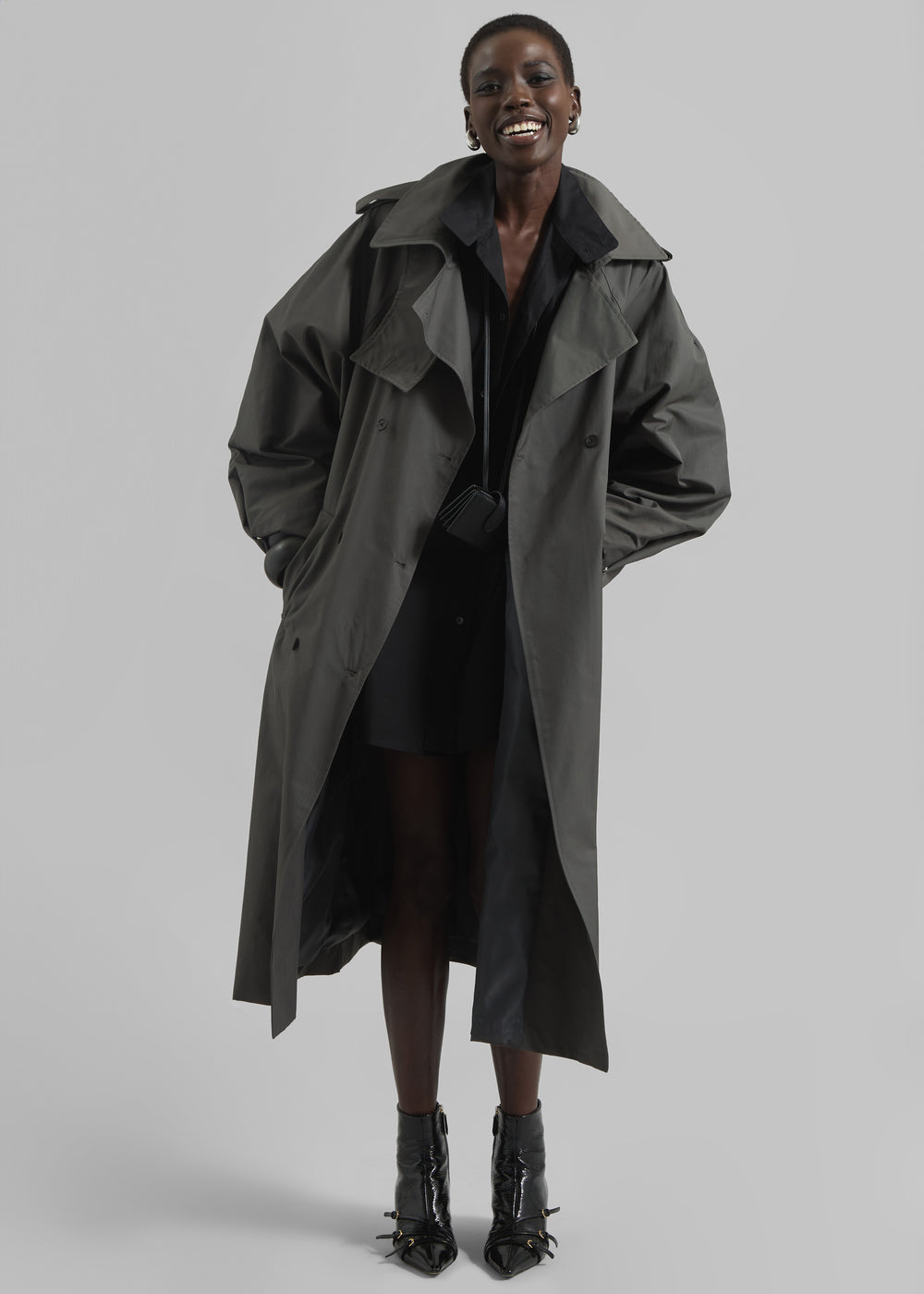 Davos Trench Coat - Charcoal