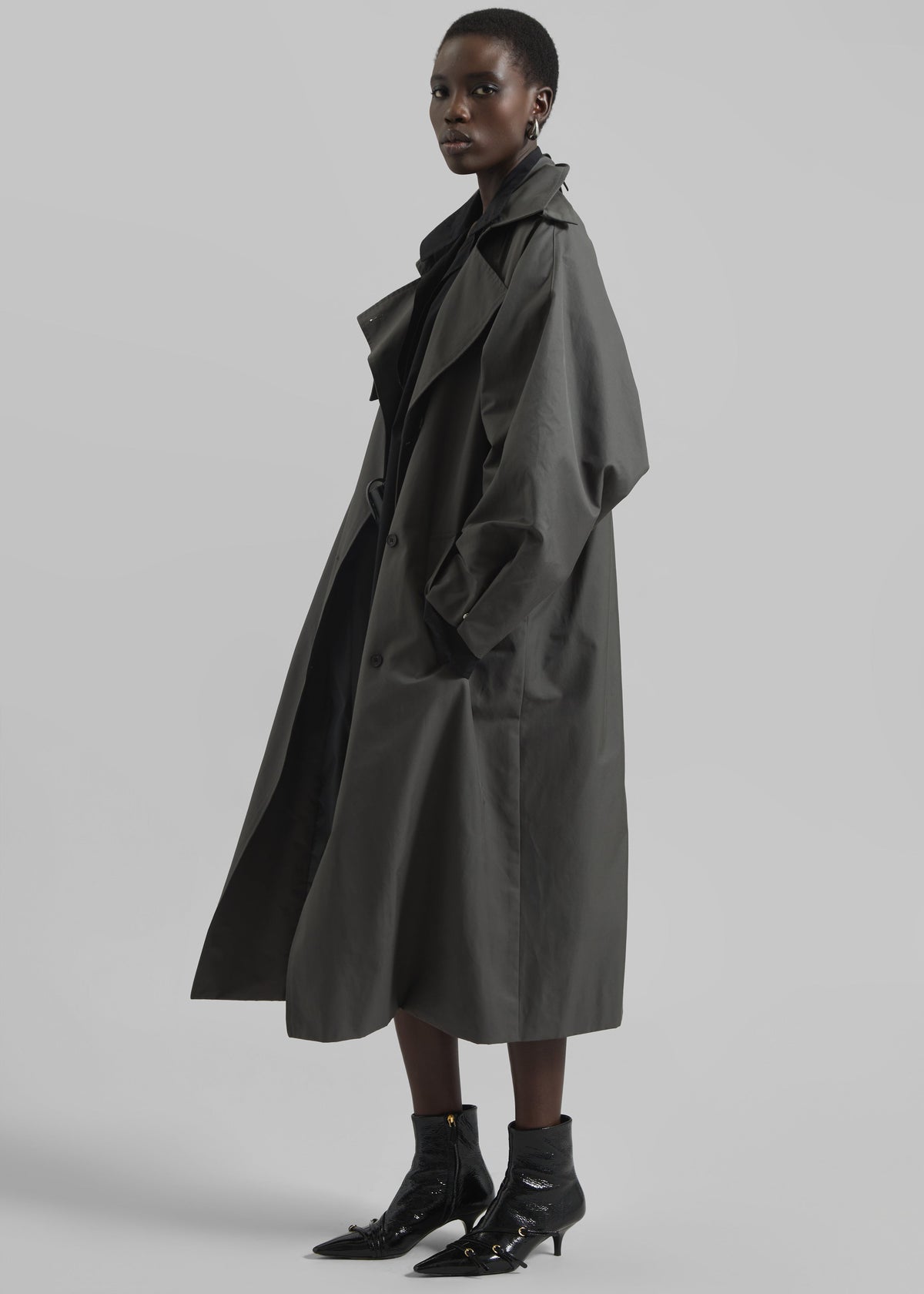 Davos Trench Coat - Charcoal - 3