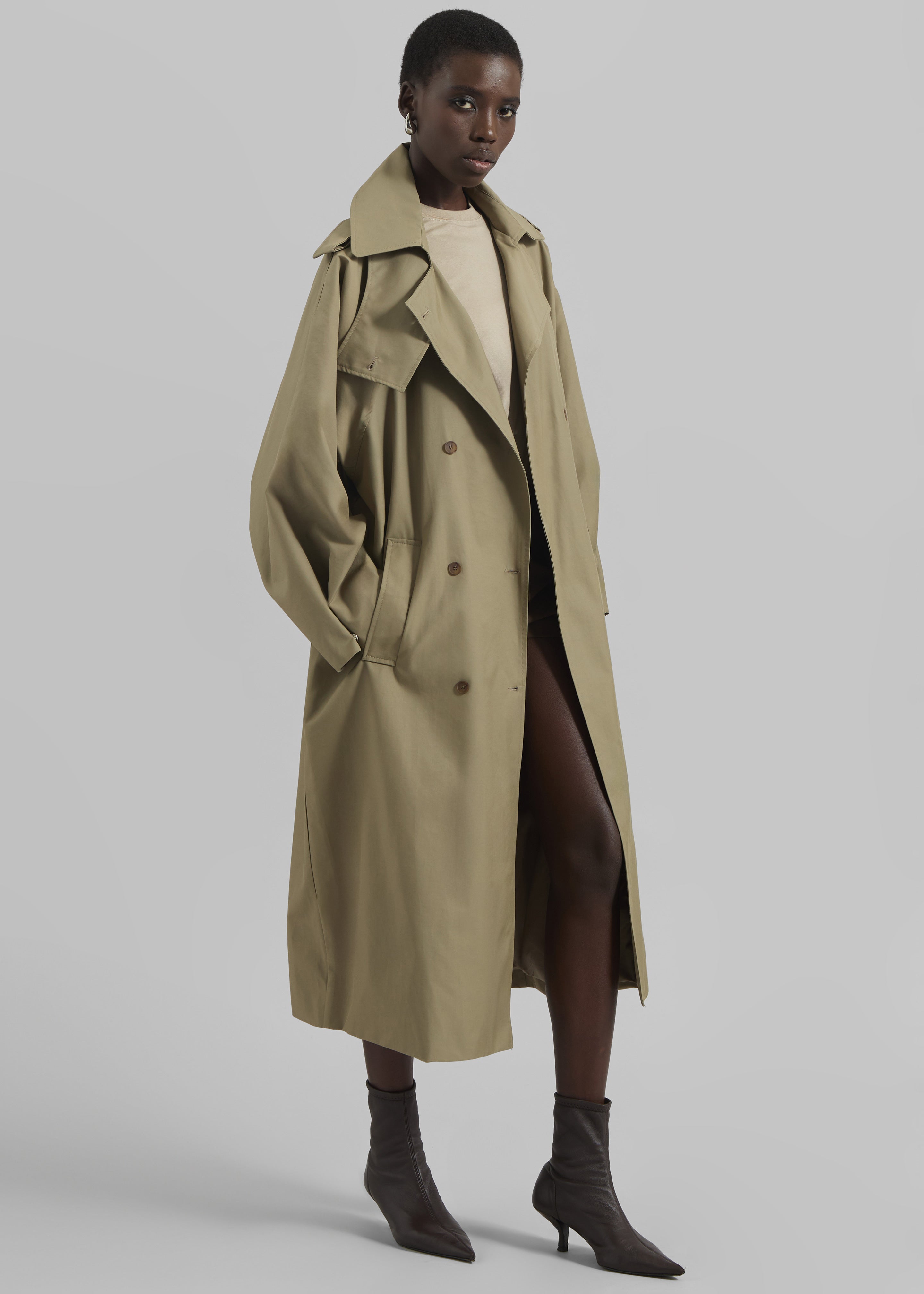 Davos Trench Coat - Pale Olive - 4