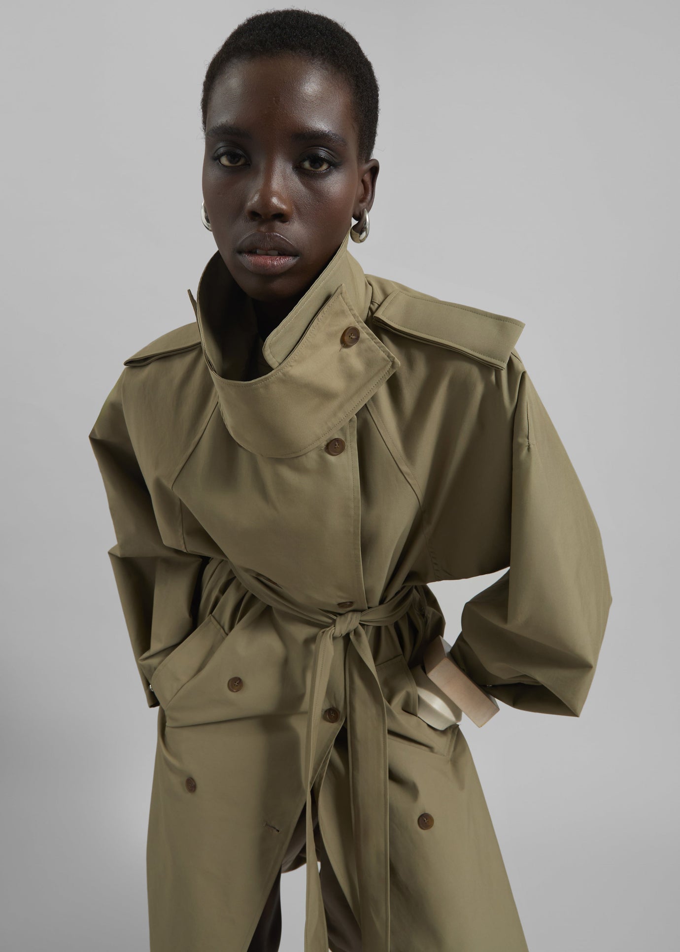 Davos Trench Coat - Pale Olive - 1