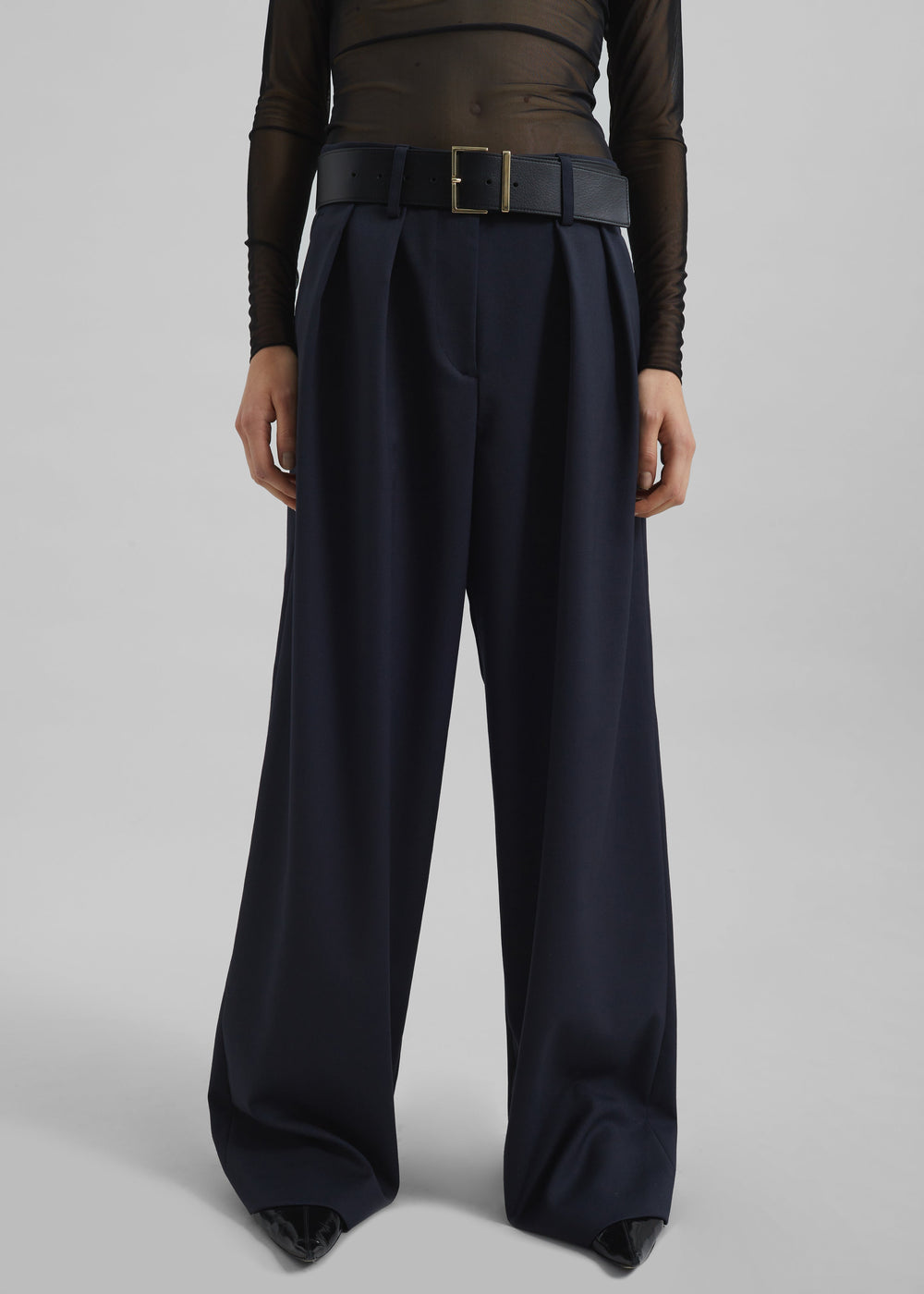 Daytona Pleated Wool Trousers - Navy