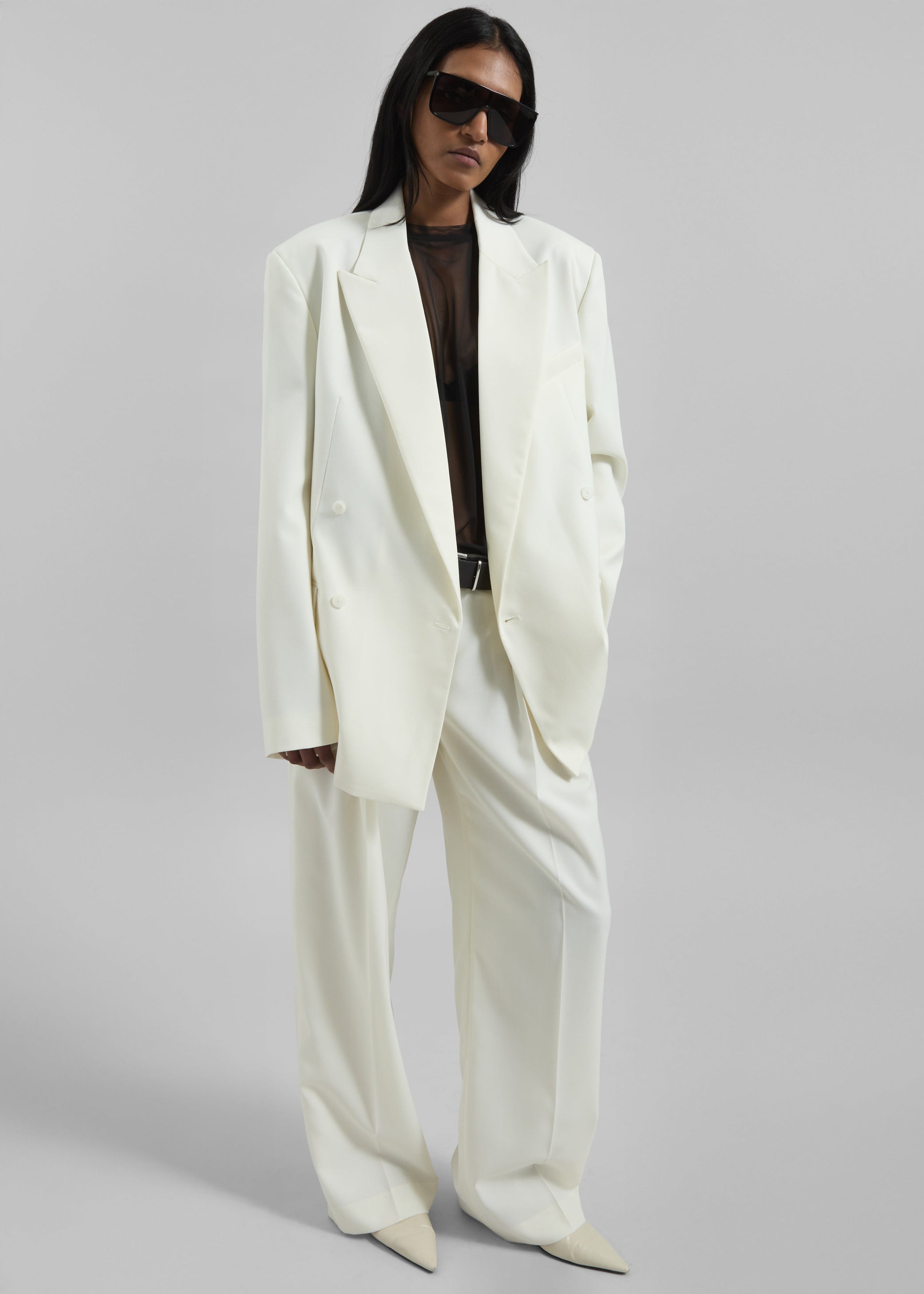 Shop the look image for Daytona Pleated Trousers - Off White