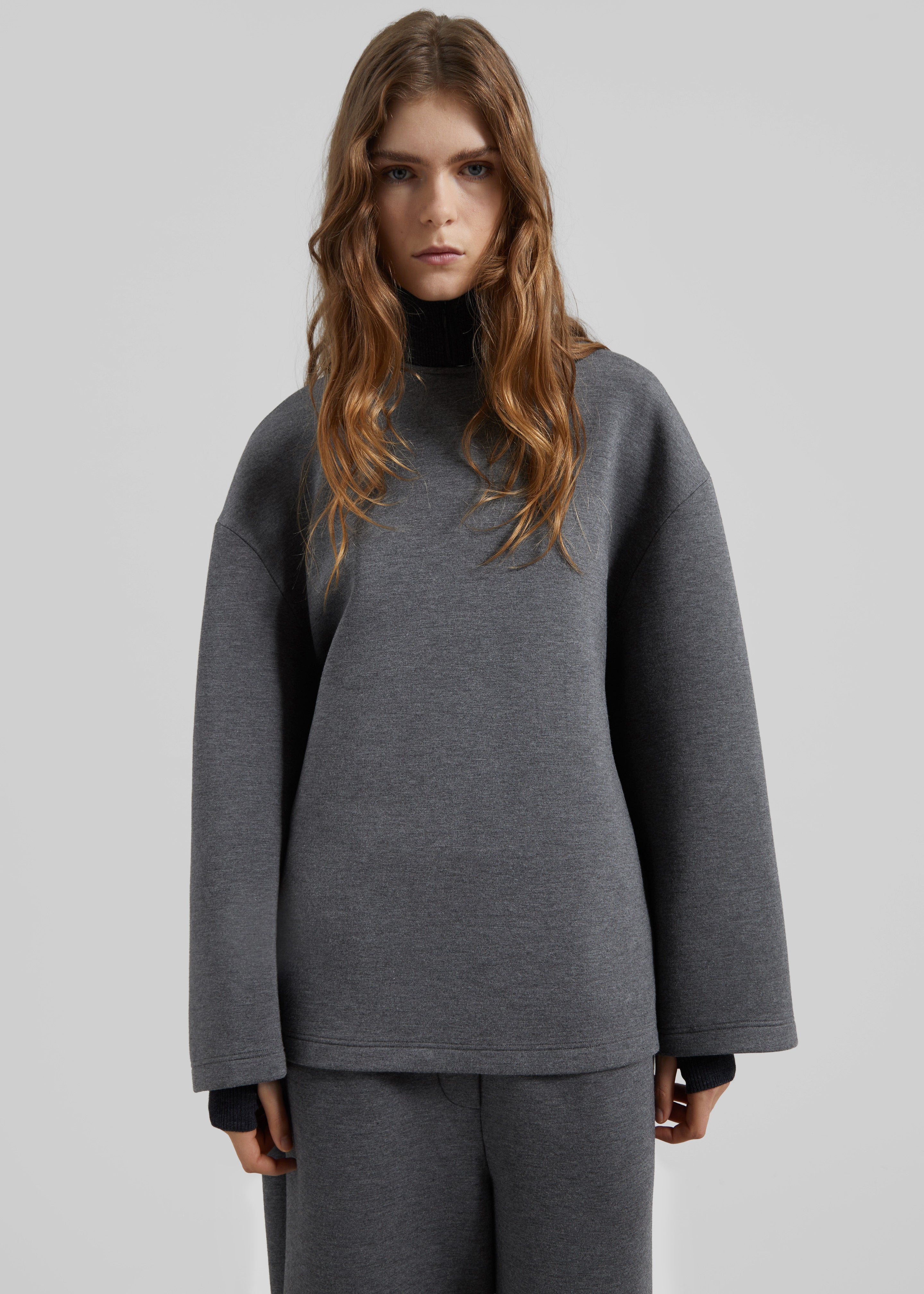 Delancey Long Sleeve Neoprene Top - Dark Grey - 3