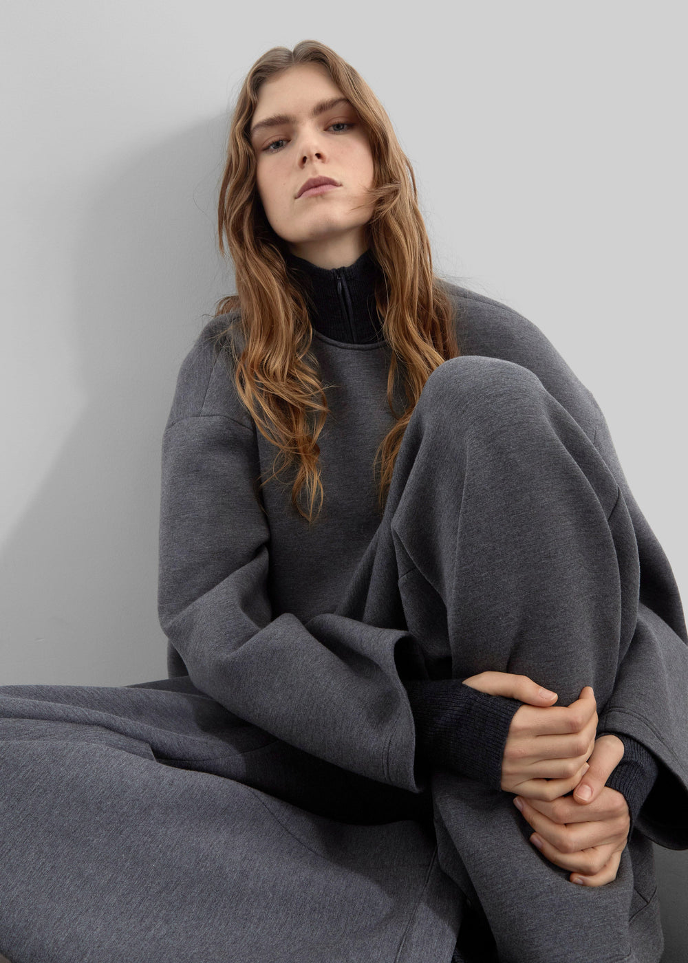 Delancey Long Sleeve Neoprene Top - Dark Grey - 1