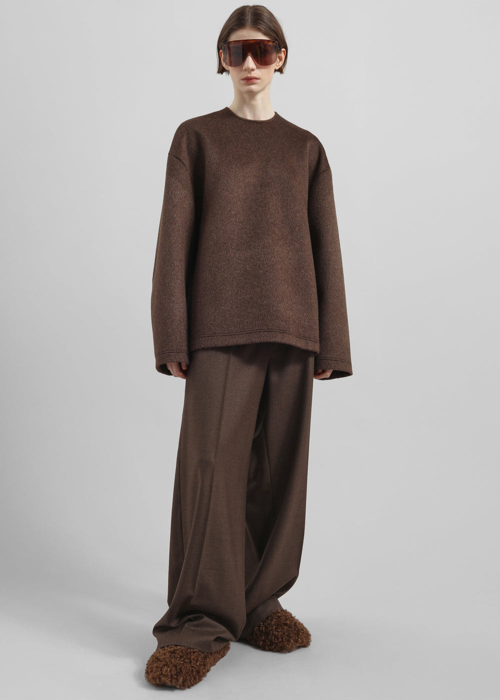 Delancey Long Sleeve Wool Top - Brown Melange - 1