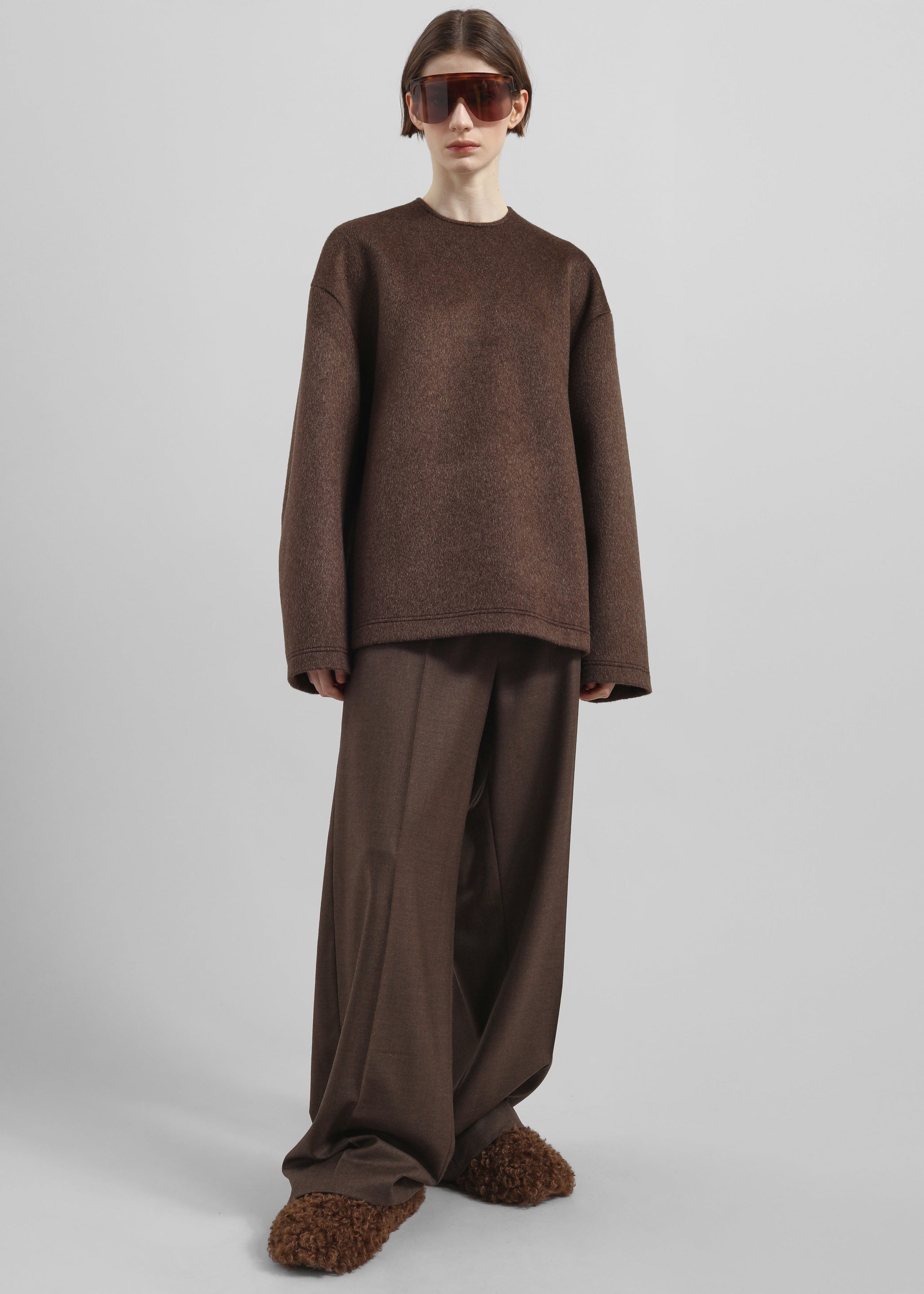 Shop the look image for Delancey Long Sleeve Wool Top - Brown Melange