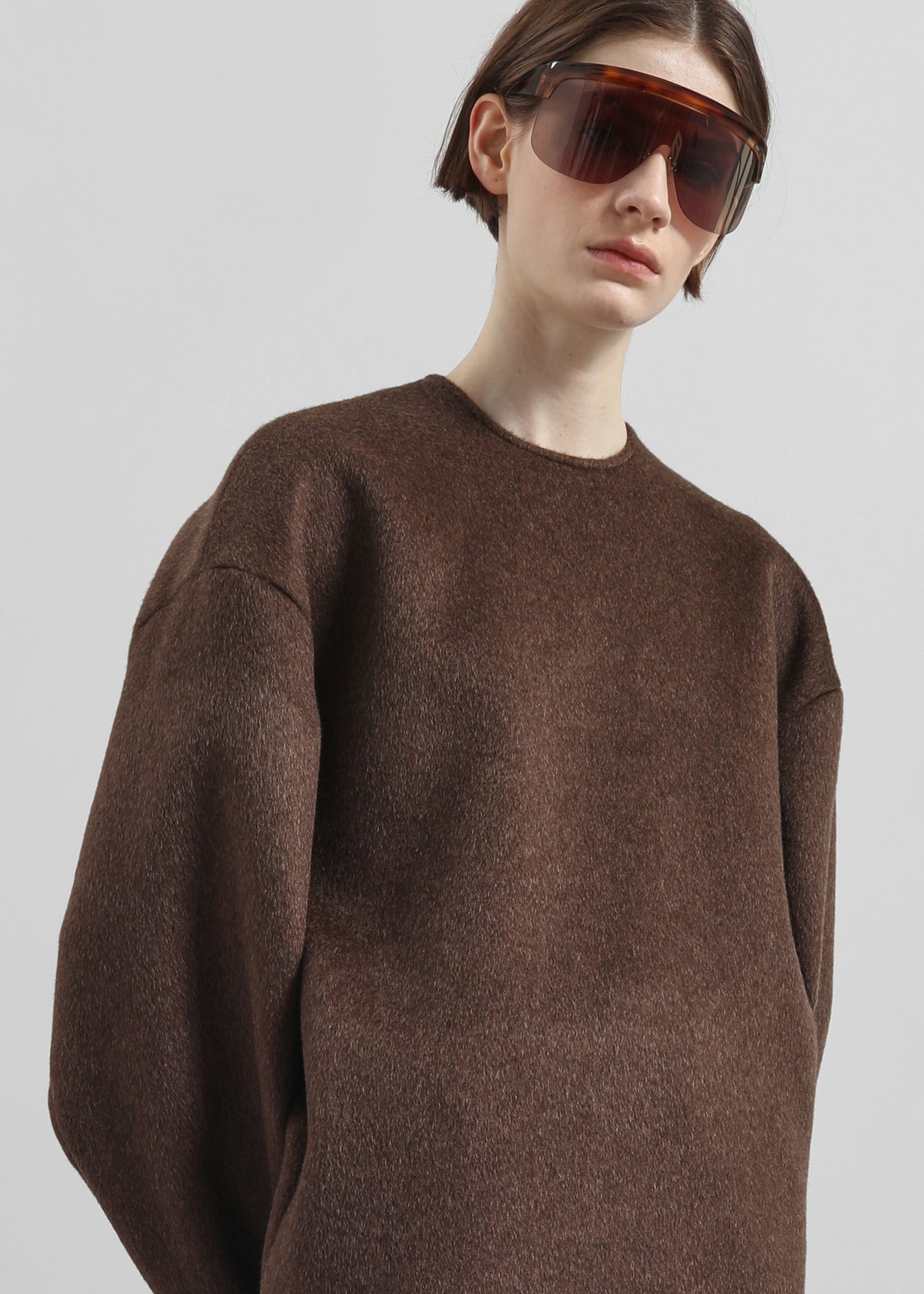 Delancey Long Sleeve Wool Top - Brown Melange - 3