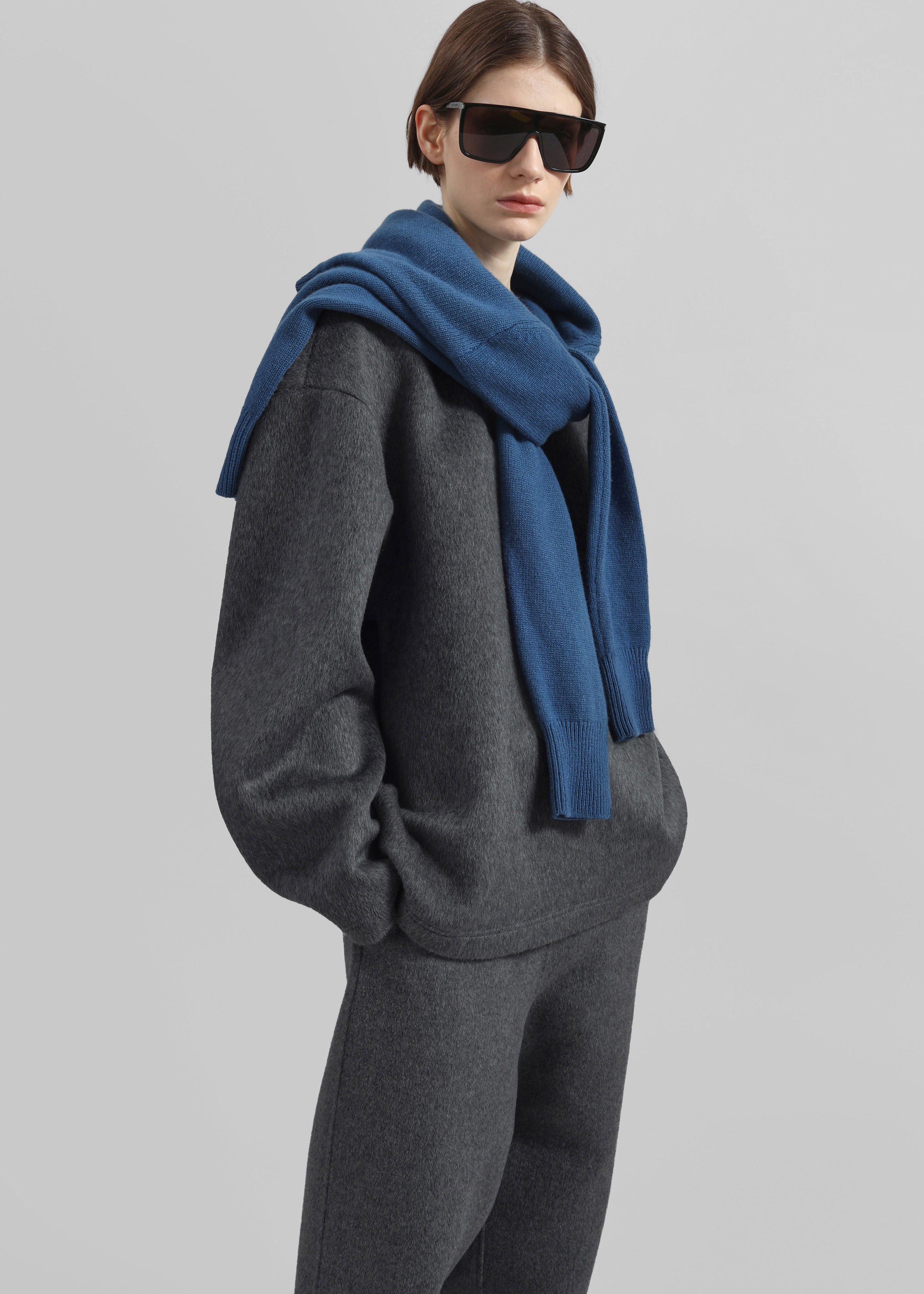Delancey Long Sleeve Wool Top - Dark Grey Melange - 3