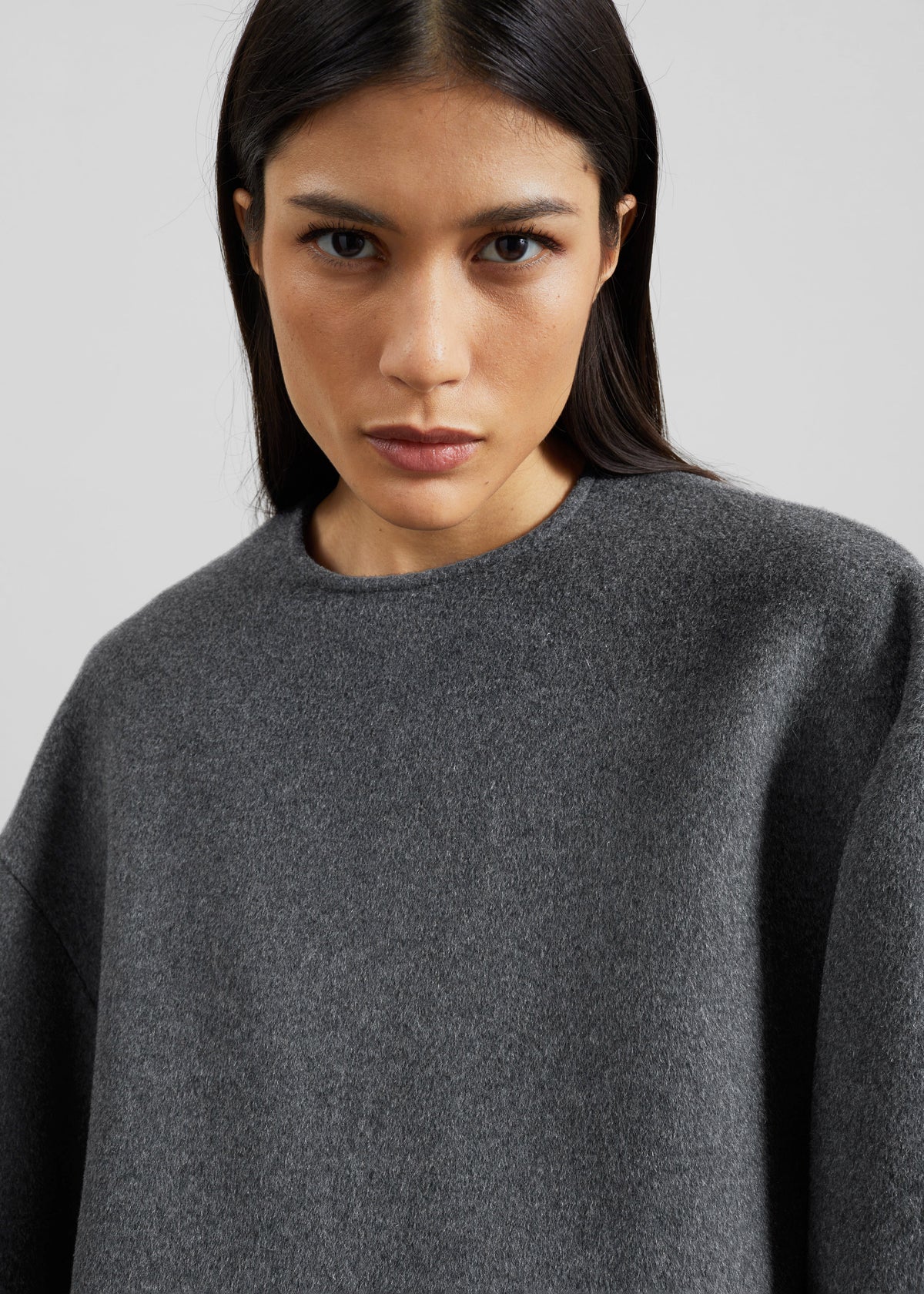 Delancey Long Sleeve Wool Top - Dark Grey Melange - 3