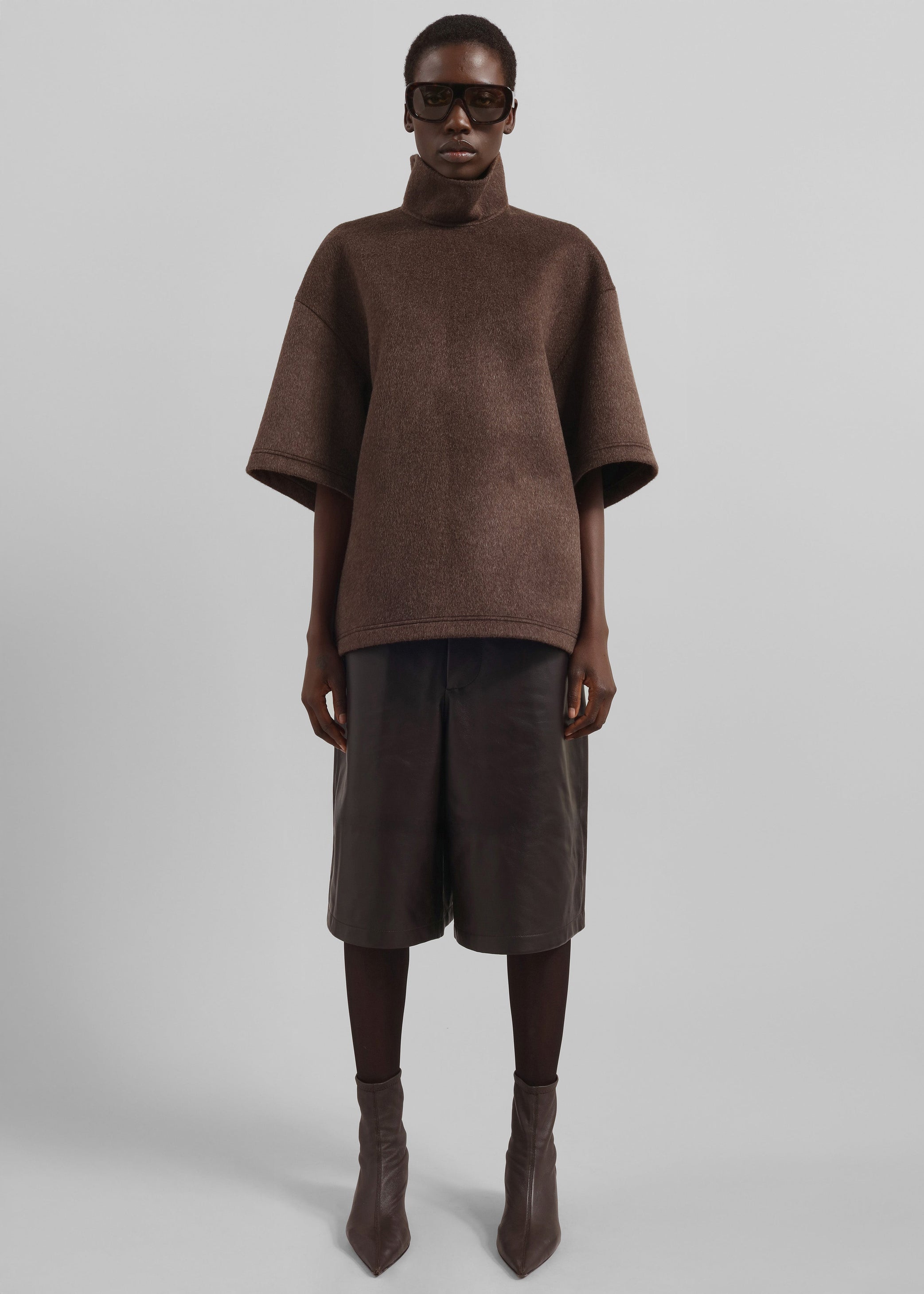Shop the look image for Delancey Mock Neck Wool Top - Brown Melange