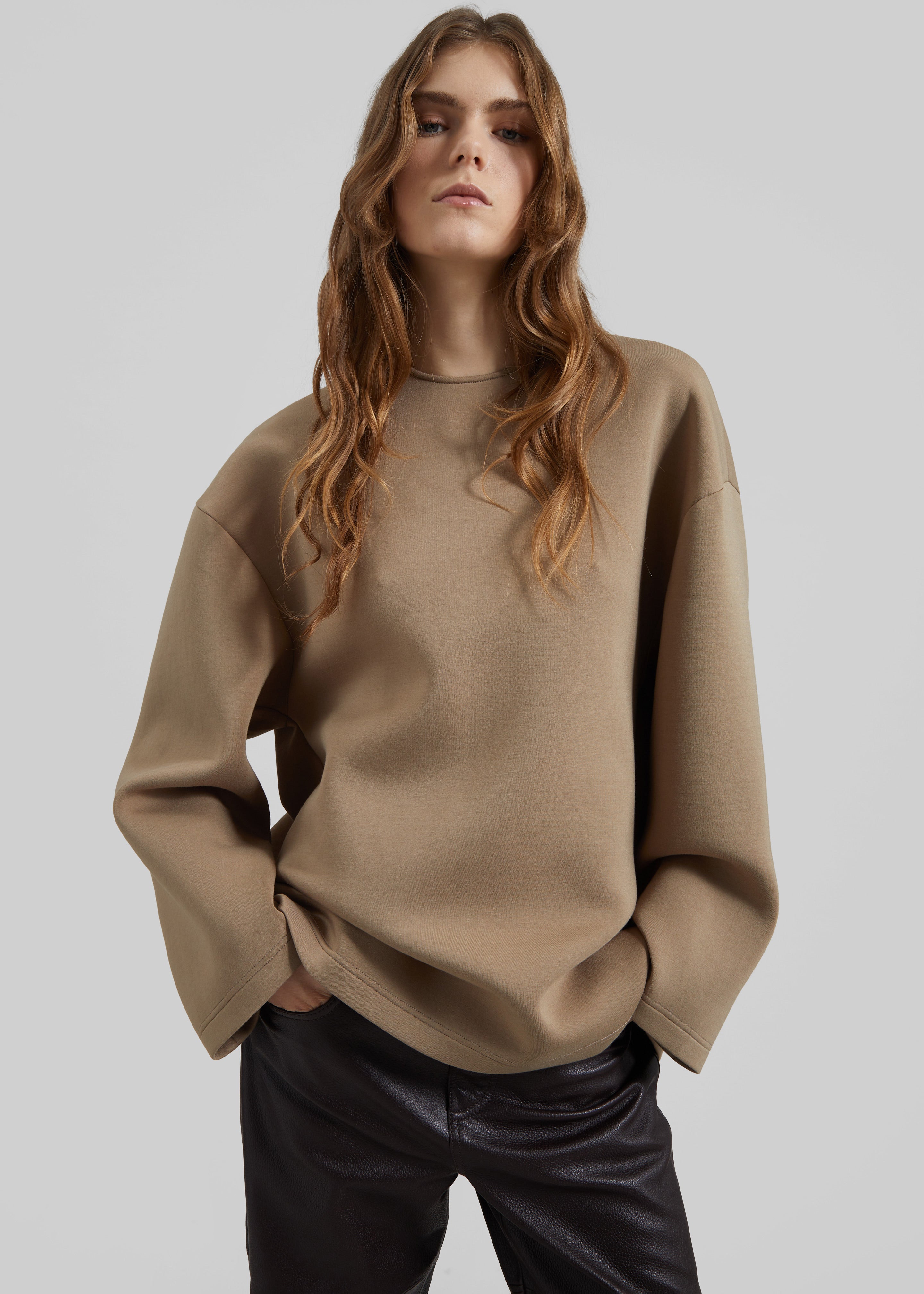 Delancey Long Sleeve Neoprene Top - Camel - 1