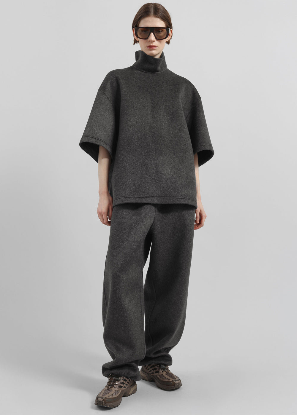 Delancey Wool Joggers - Dark Grey Melange - 1