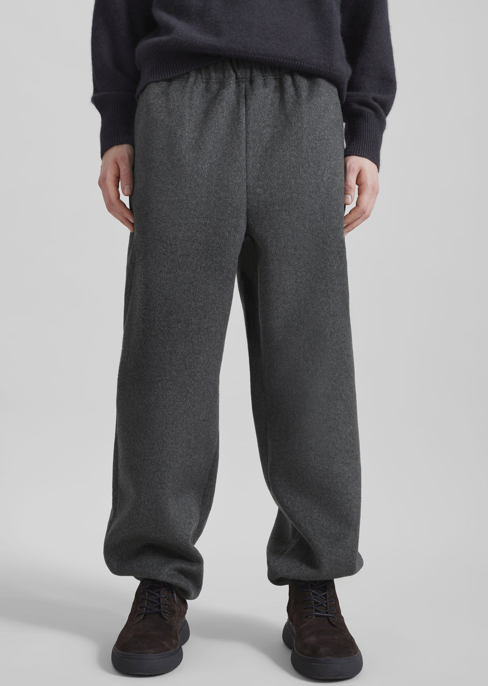 Delancey Wool Joggers - Dark Grey Melange - 1