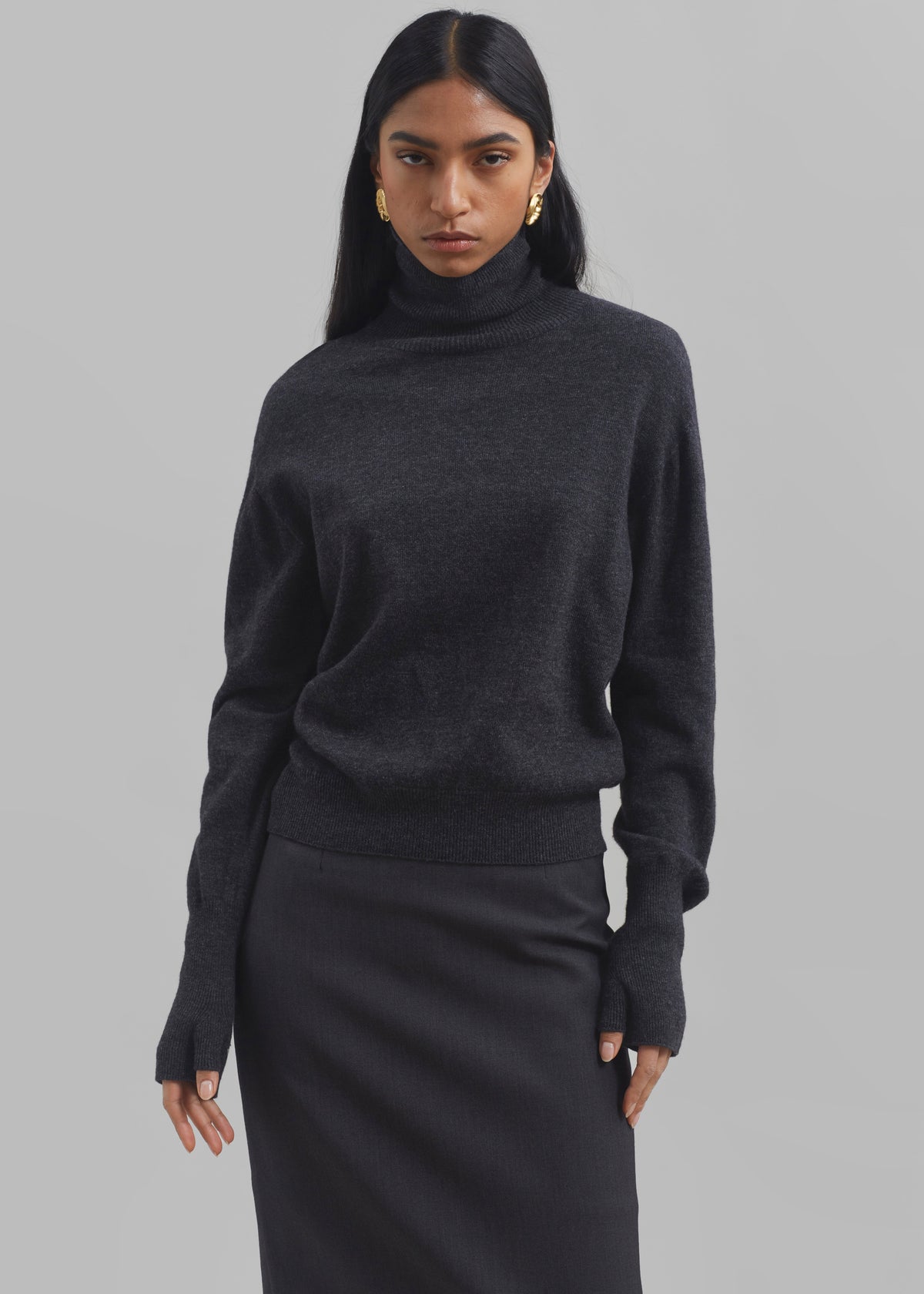 Delia Wool Turtleneck - Charcoal - 3