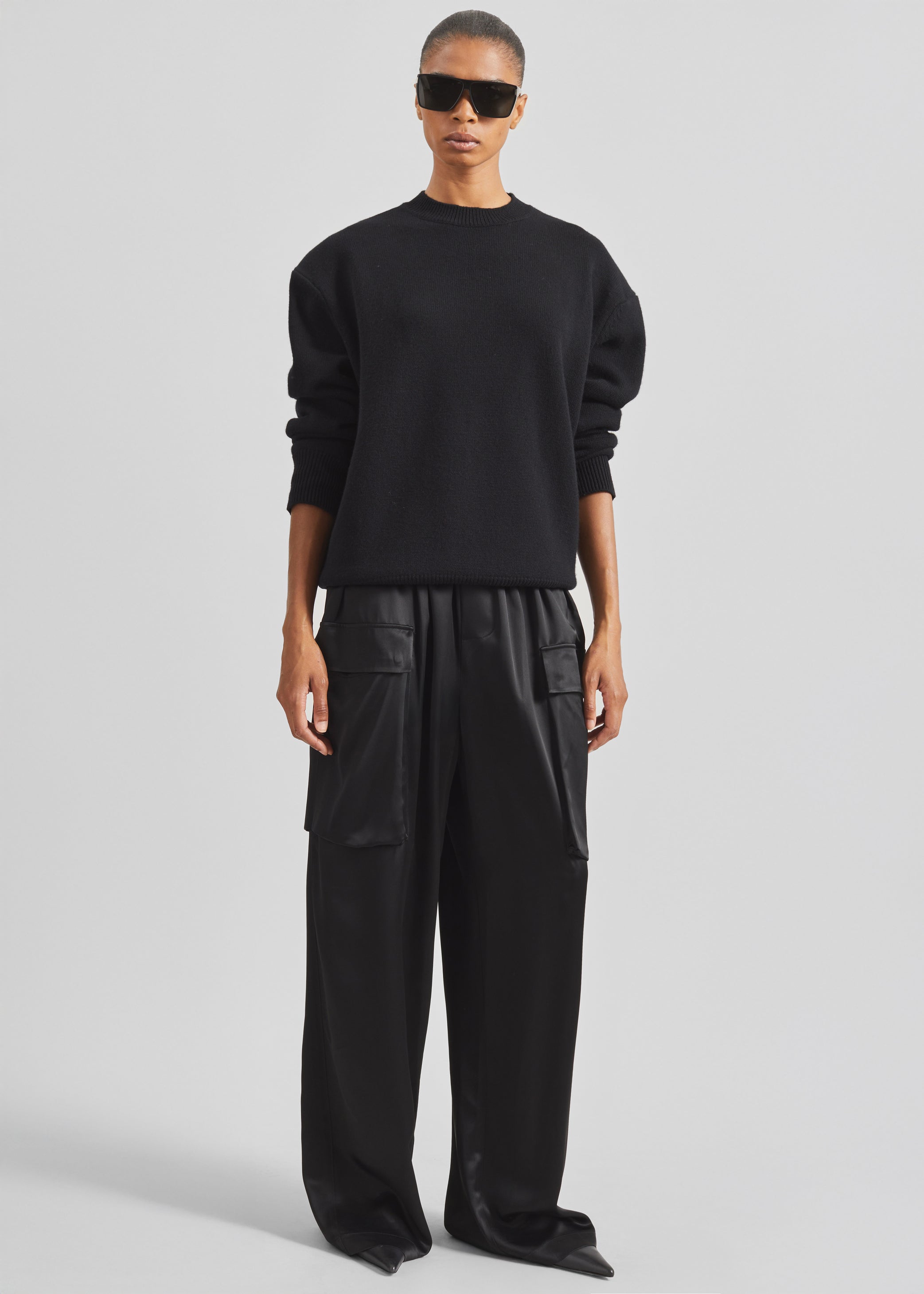 Shop the look image for Delny Satin Cargo Pants - Black