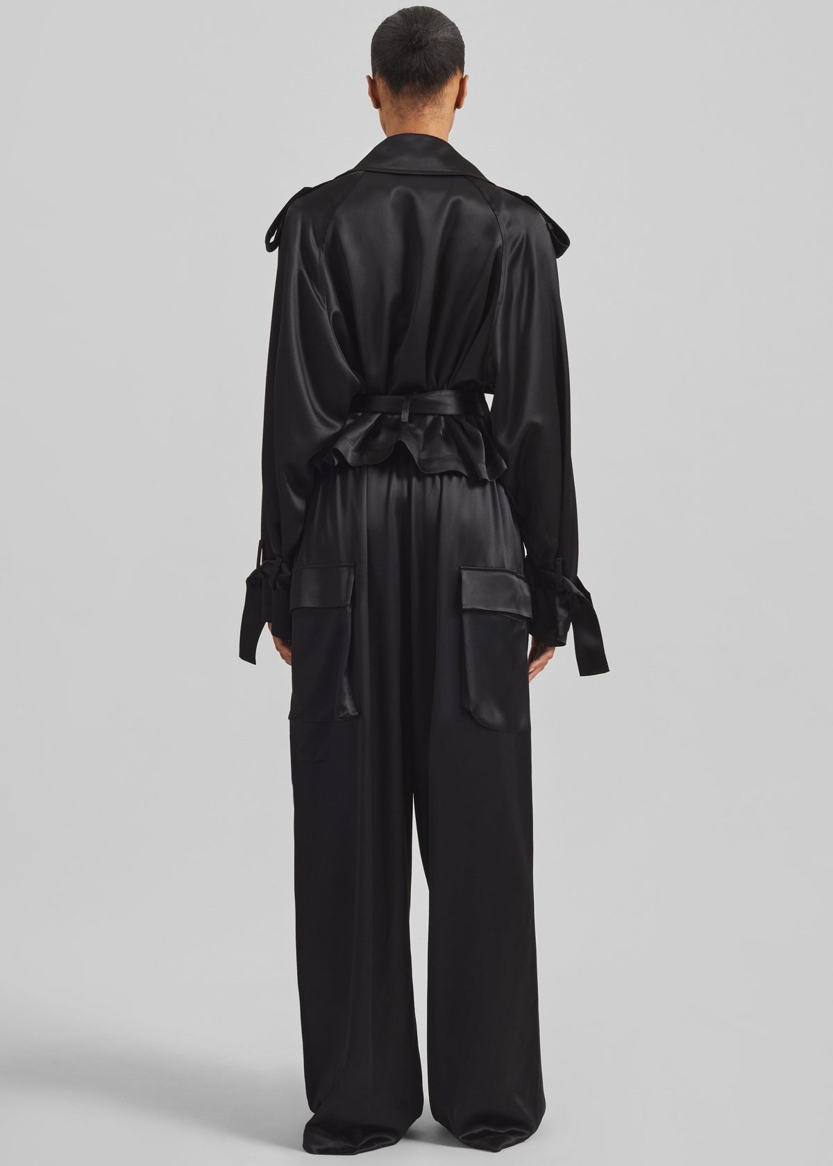 Delny Satin Cargo Pants - Black - 7