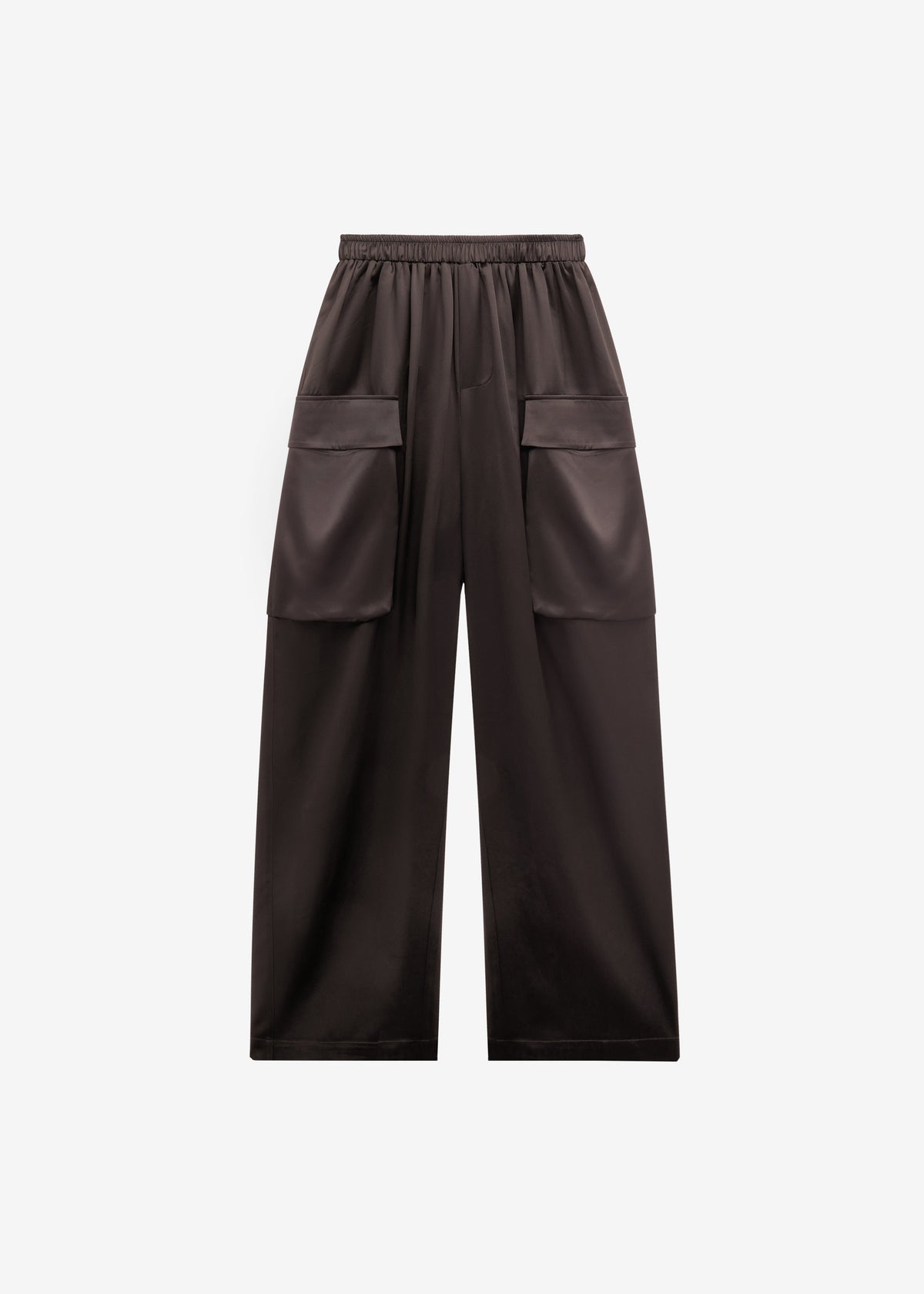 Delny Satin Cargo Pants - Dark Brown - 6