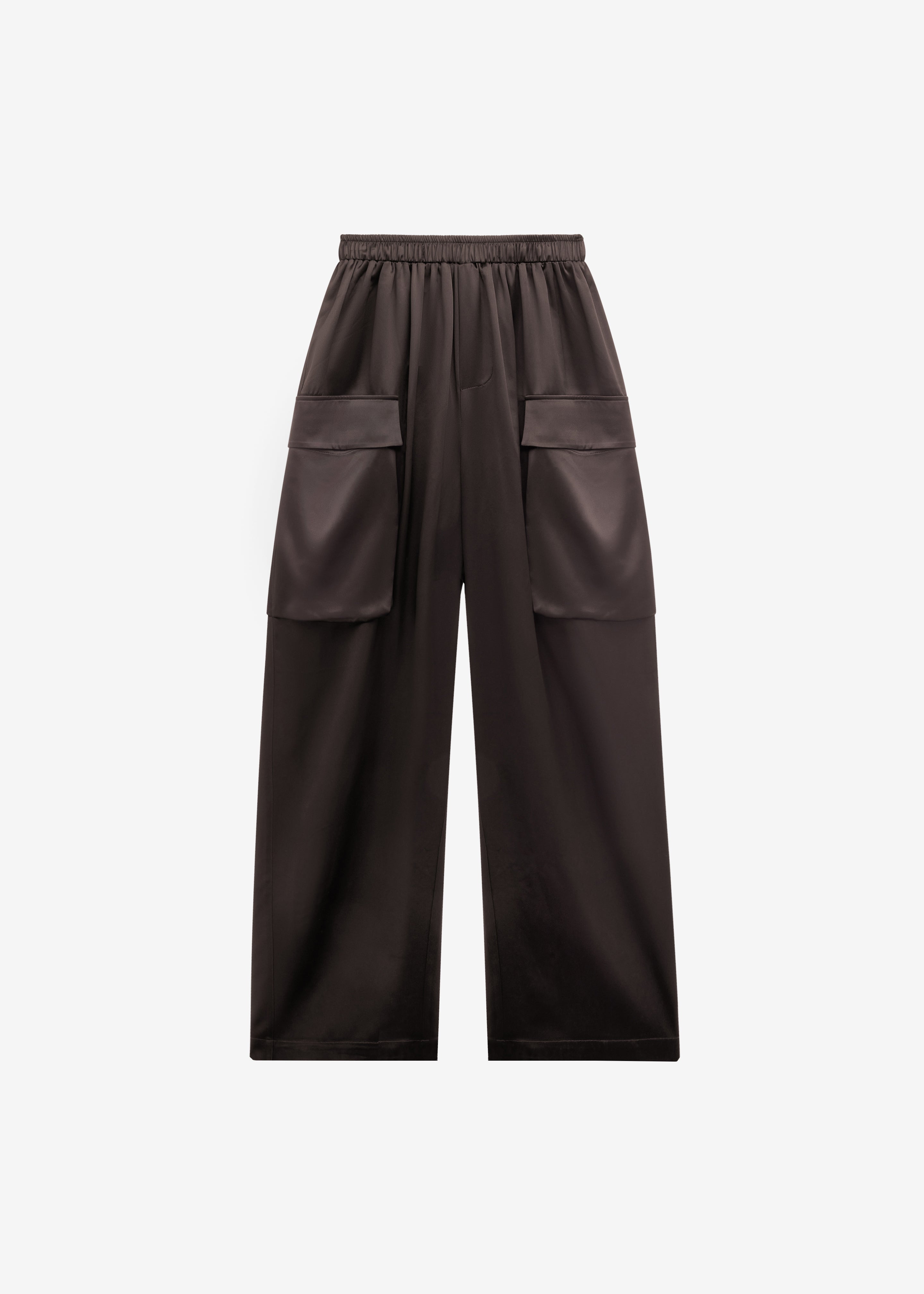 Delny Satin Cargo Pants - Dark Brown - 6