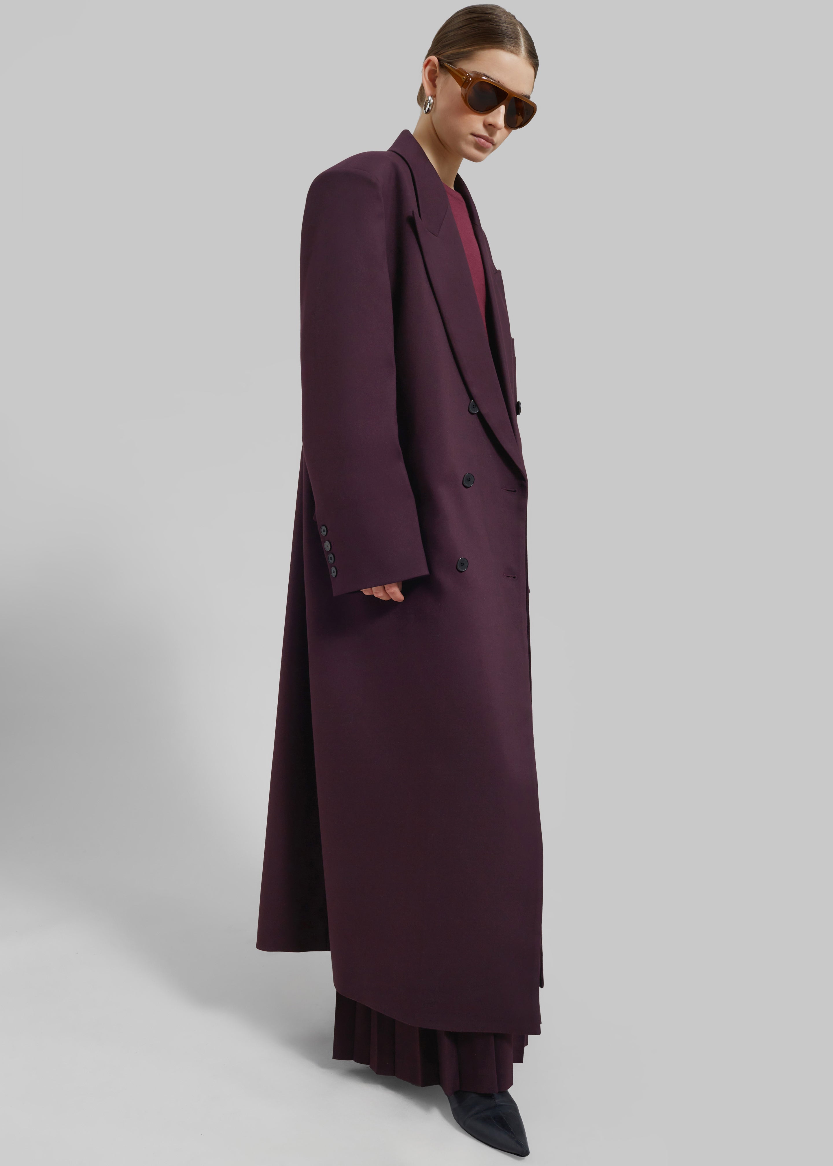 Delphina Long Coat - Burgundy - 6