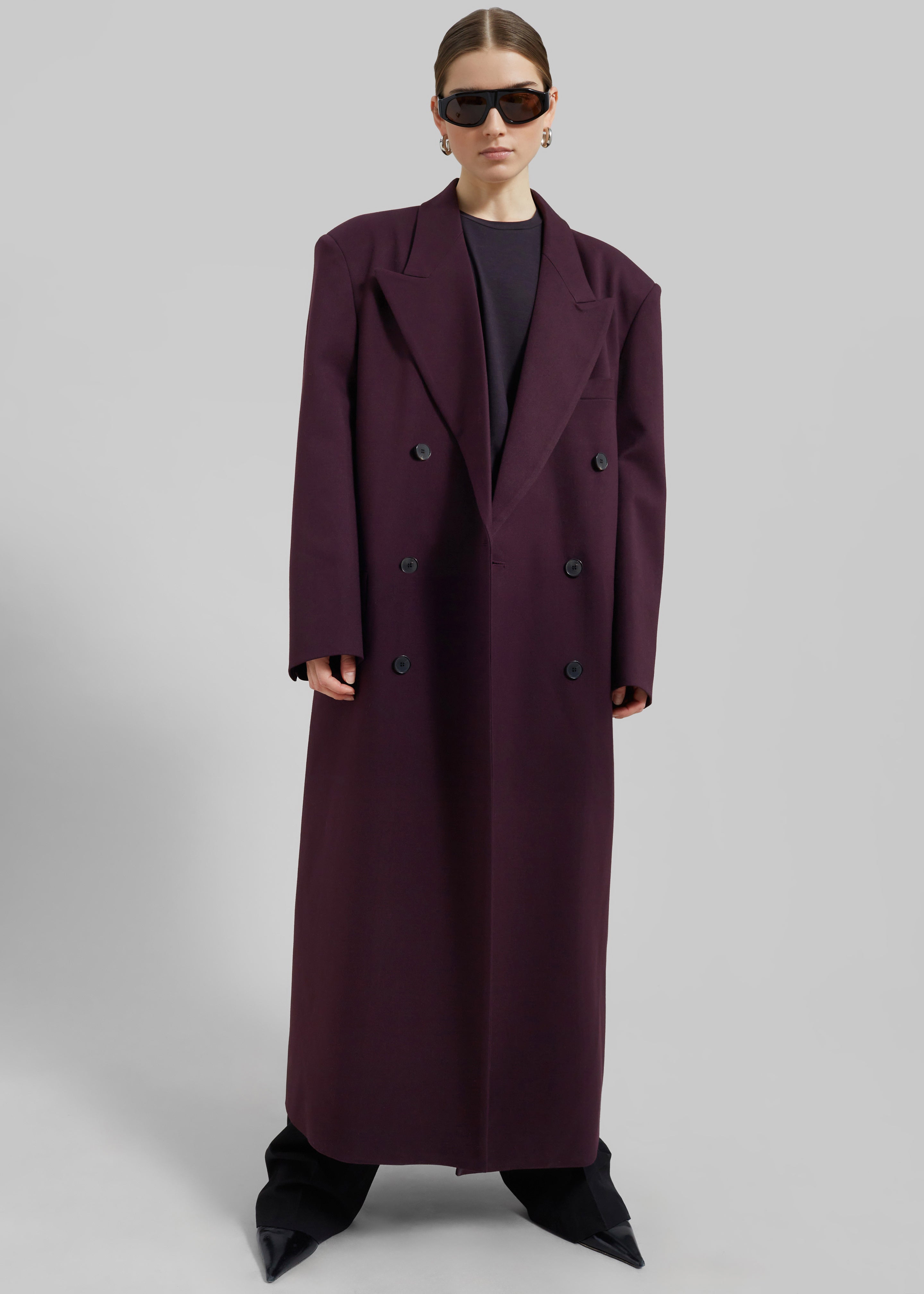 Delphina Long Coat - Burgundy - 1