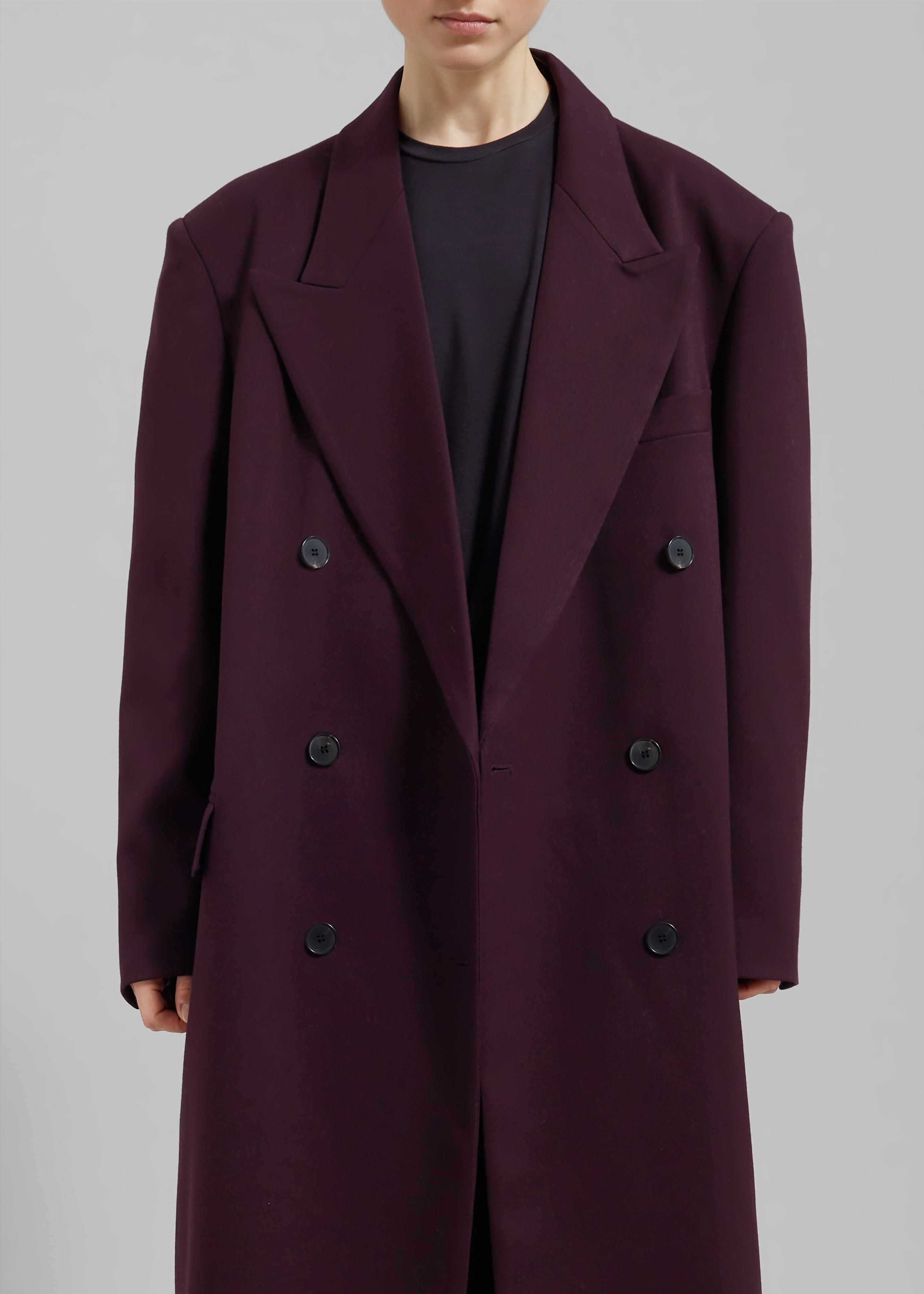 Delphina Long Coat - Burgundy - 5