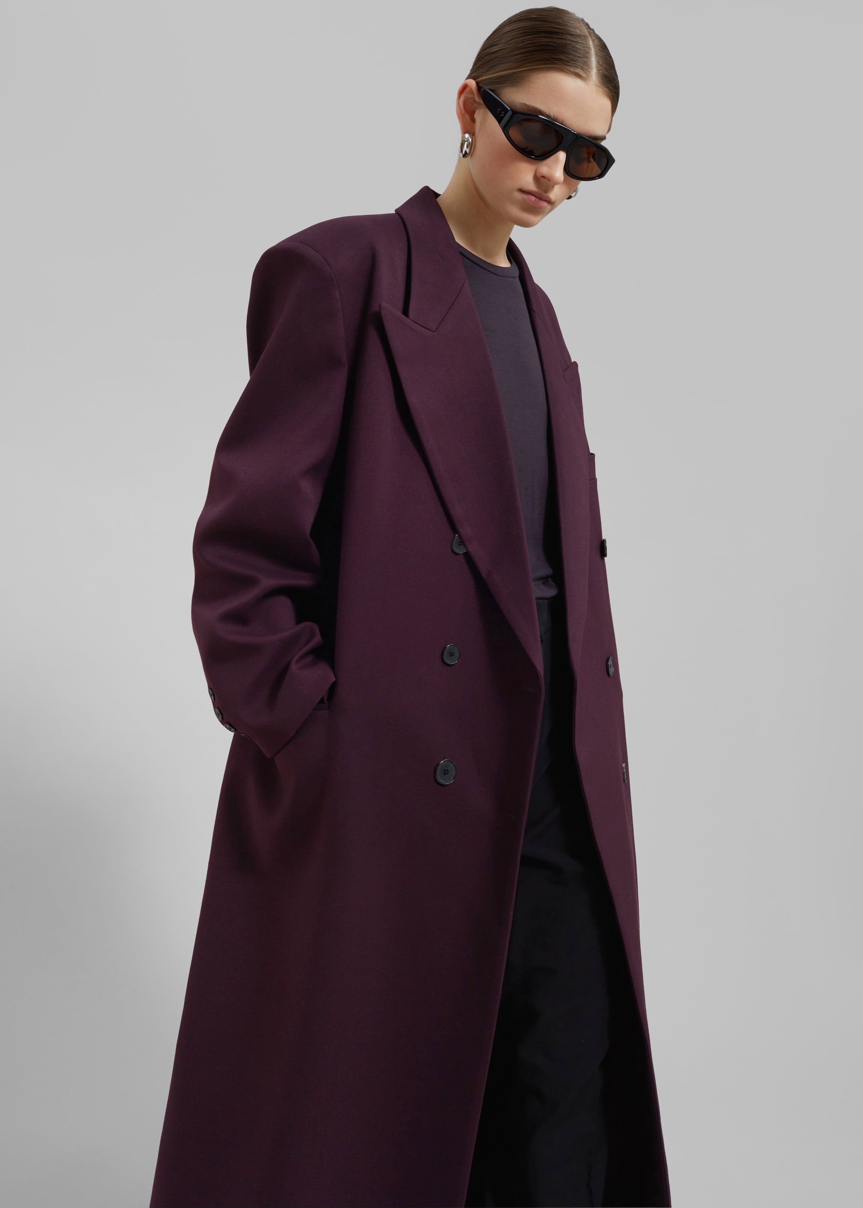 Delphina Long Coat - Burgundy - 4