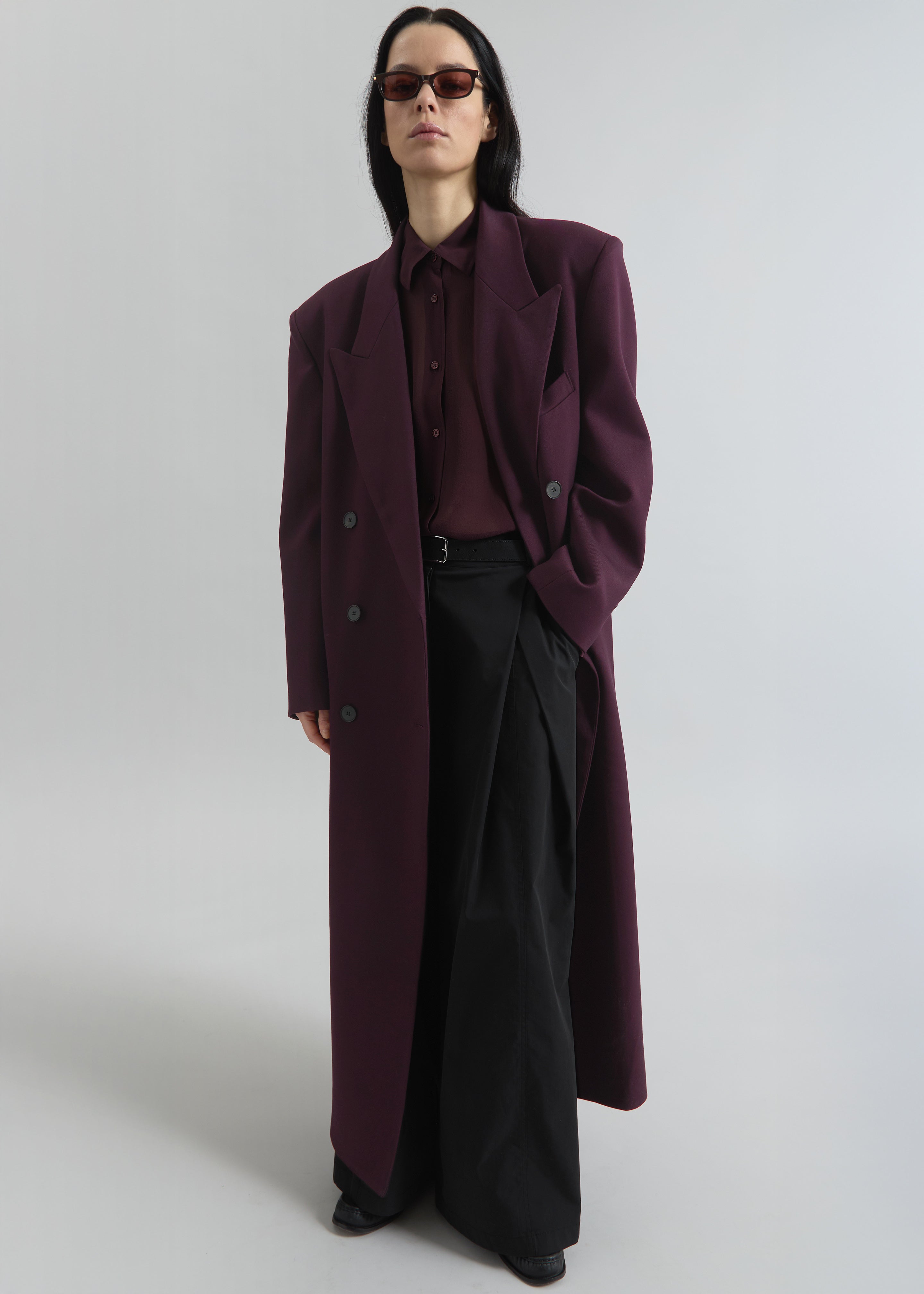 Delphina Long Coat - Burgundy - 10