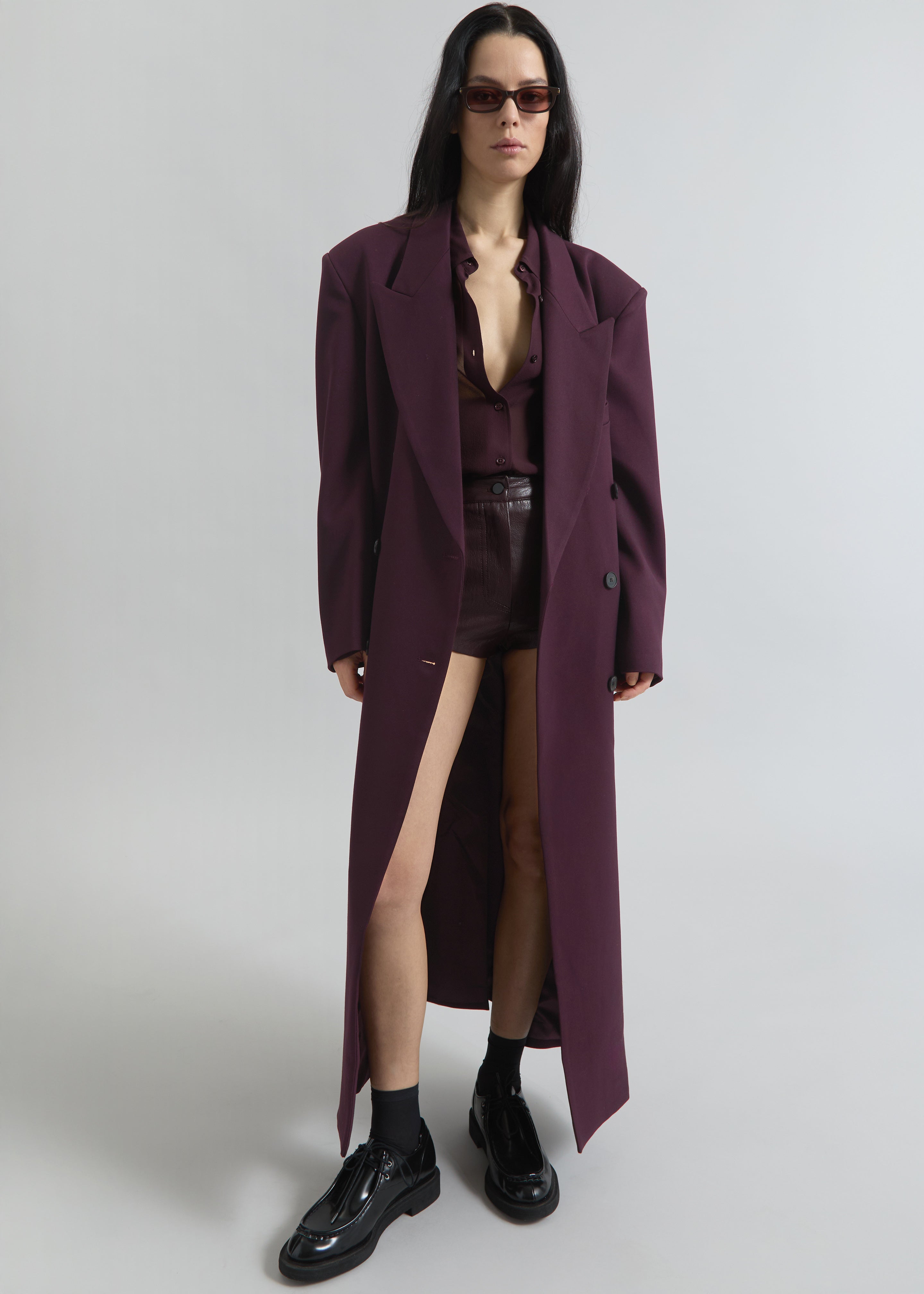 Delphina Long Coat - Burgundy - 7