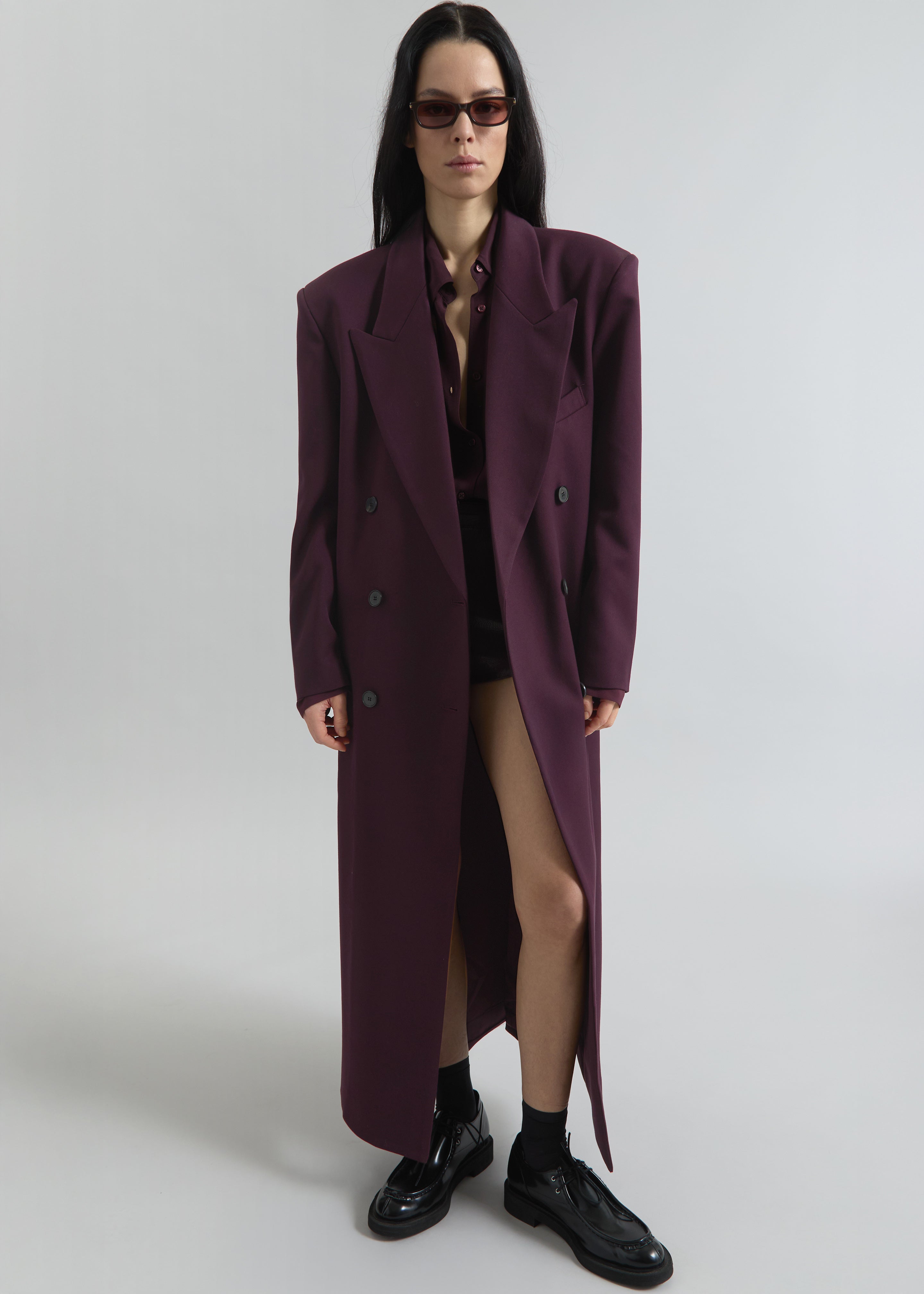 Delphina Long Coat - Burgundy - 1