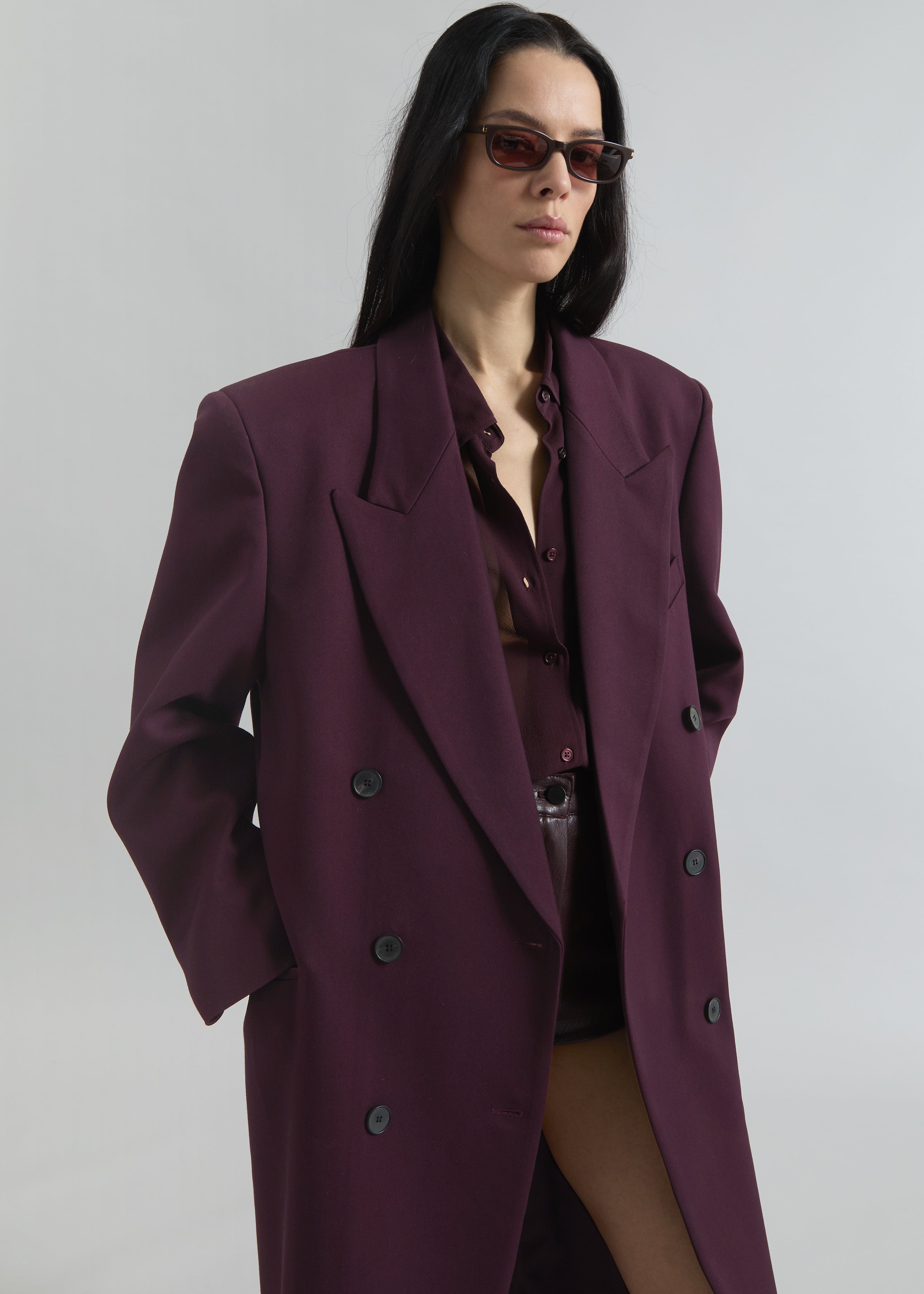 Delphina Long Coat - Burgundy - 2