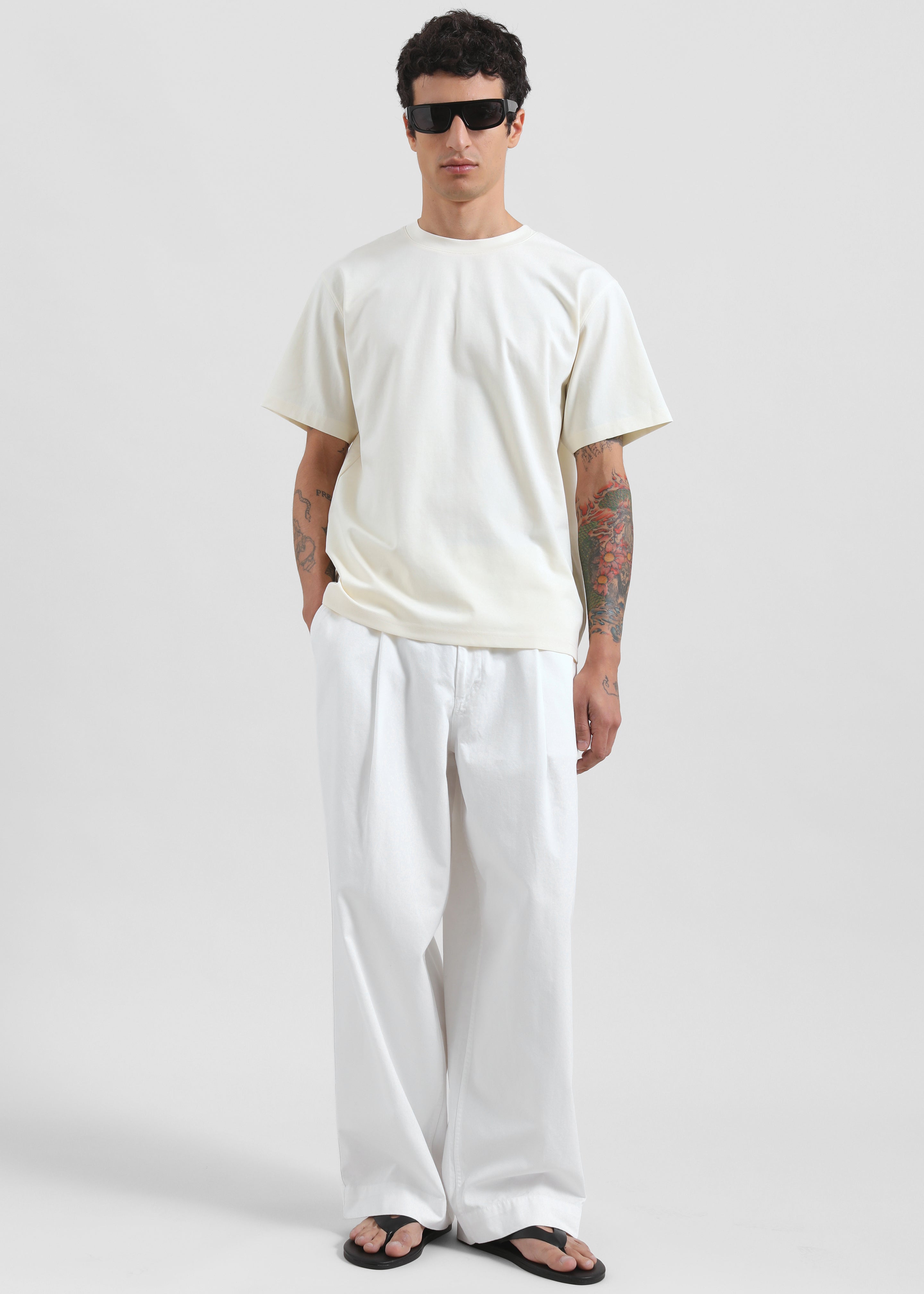 Denaye Cotton Barrel Leg Pants - White - 5