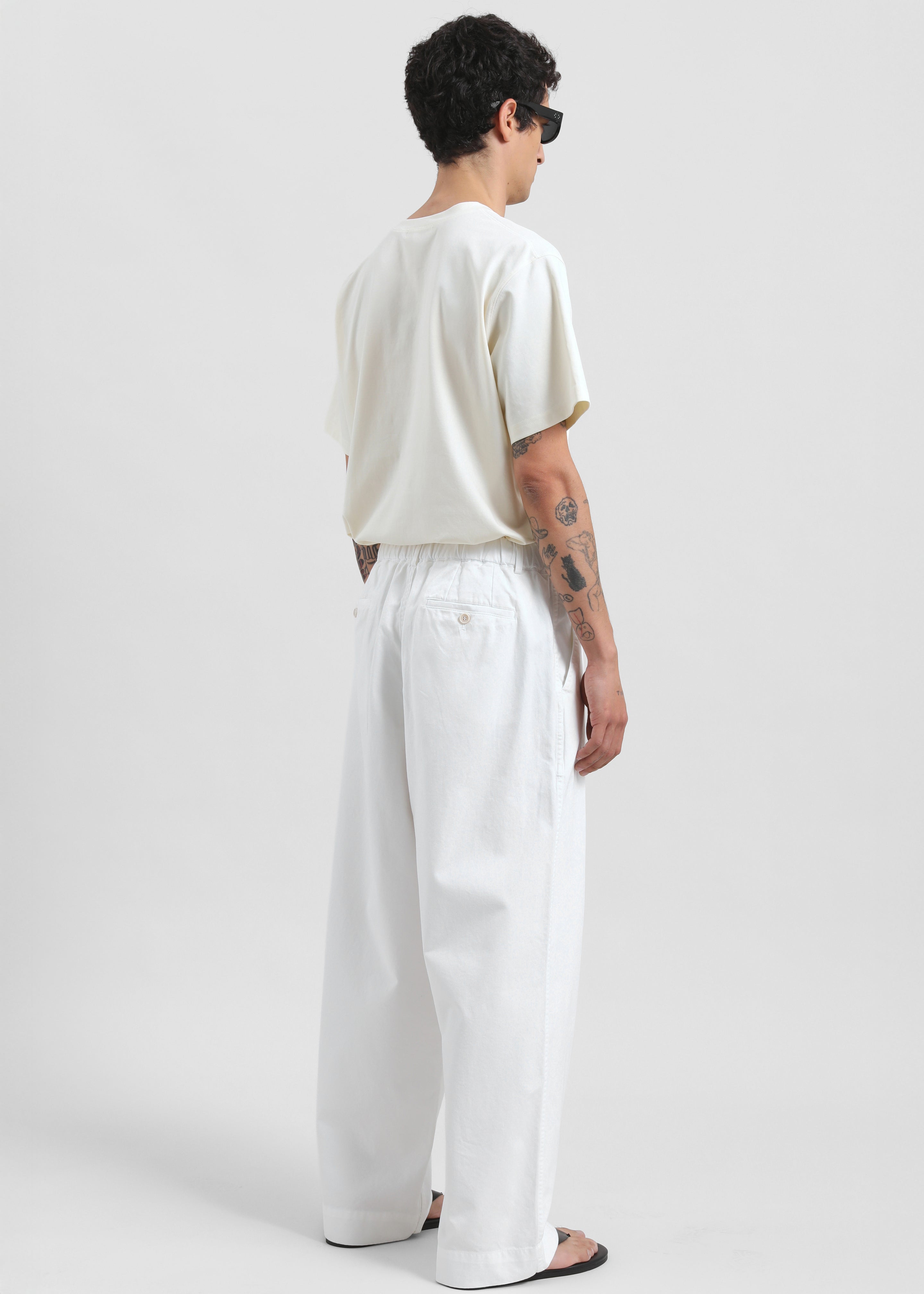 Denaye Cotton Barrel Leg Pants - White - 7