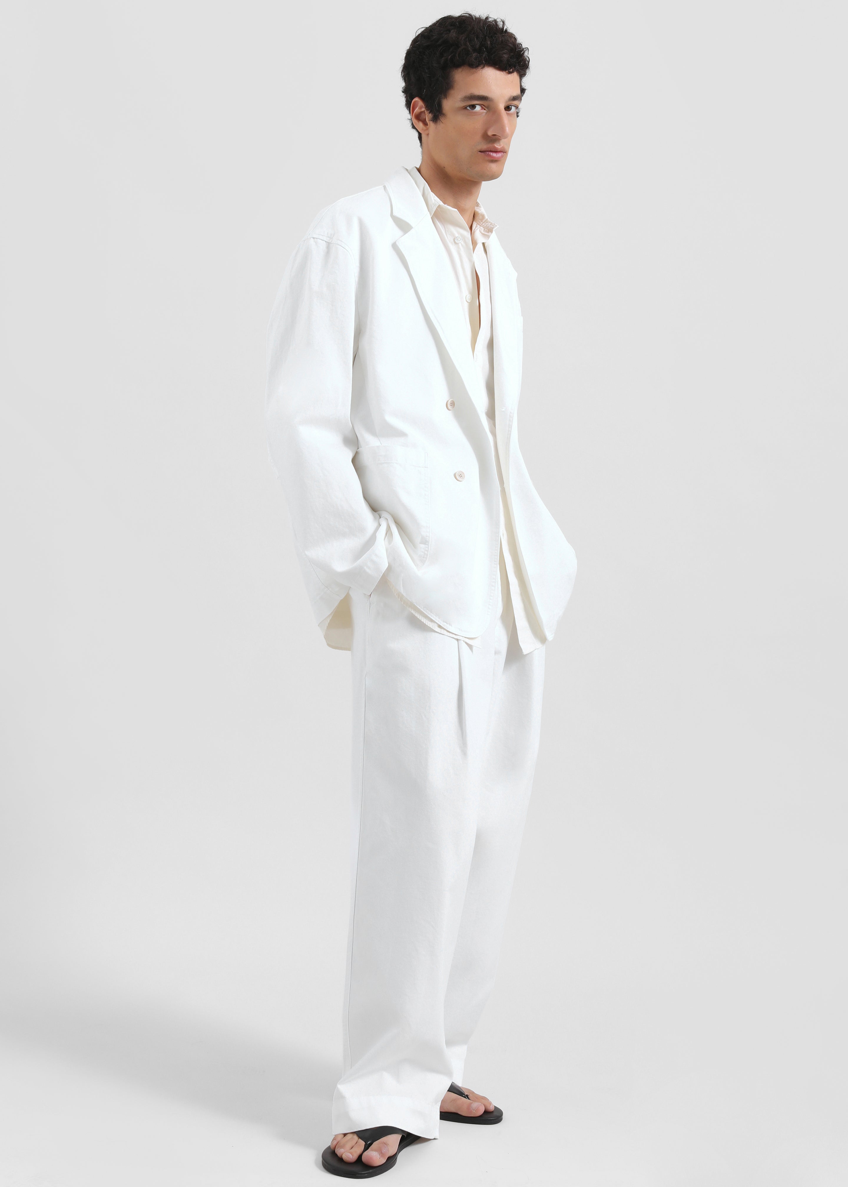 Denaye Cotton Barrel Leg Pants - White - 2