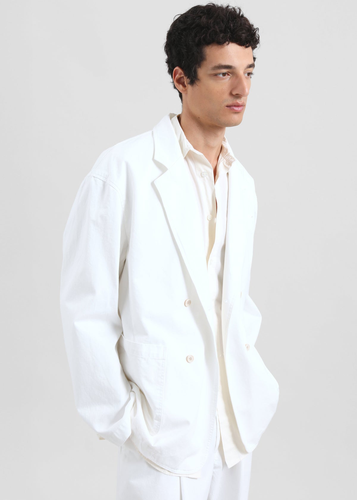 Denaye Cotton Blazer - White - 4