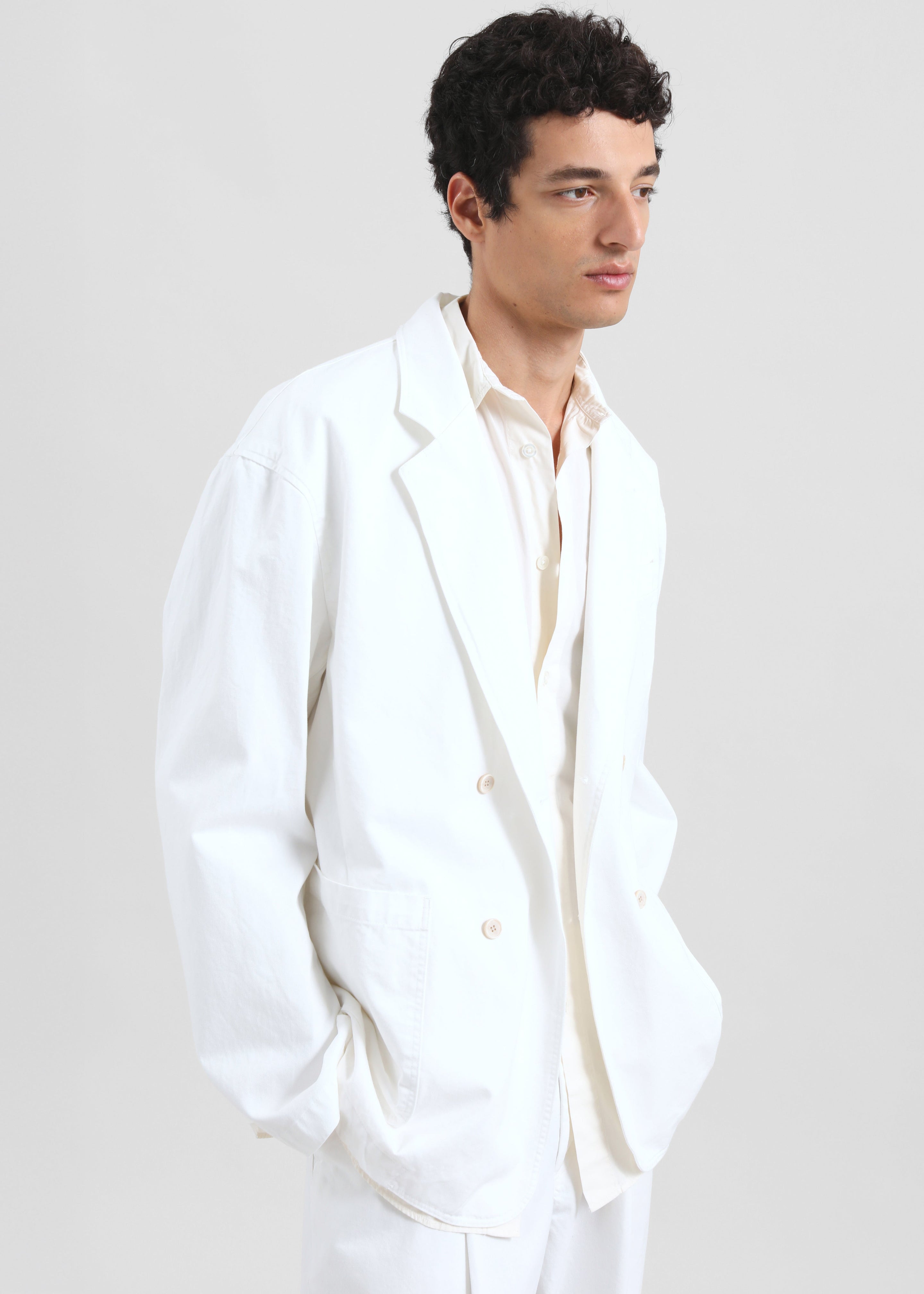 Denaye Cotton Blazer - White - 4
