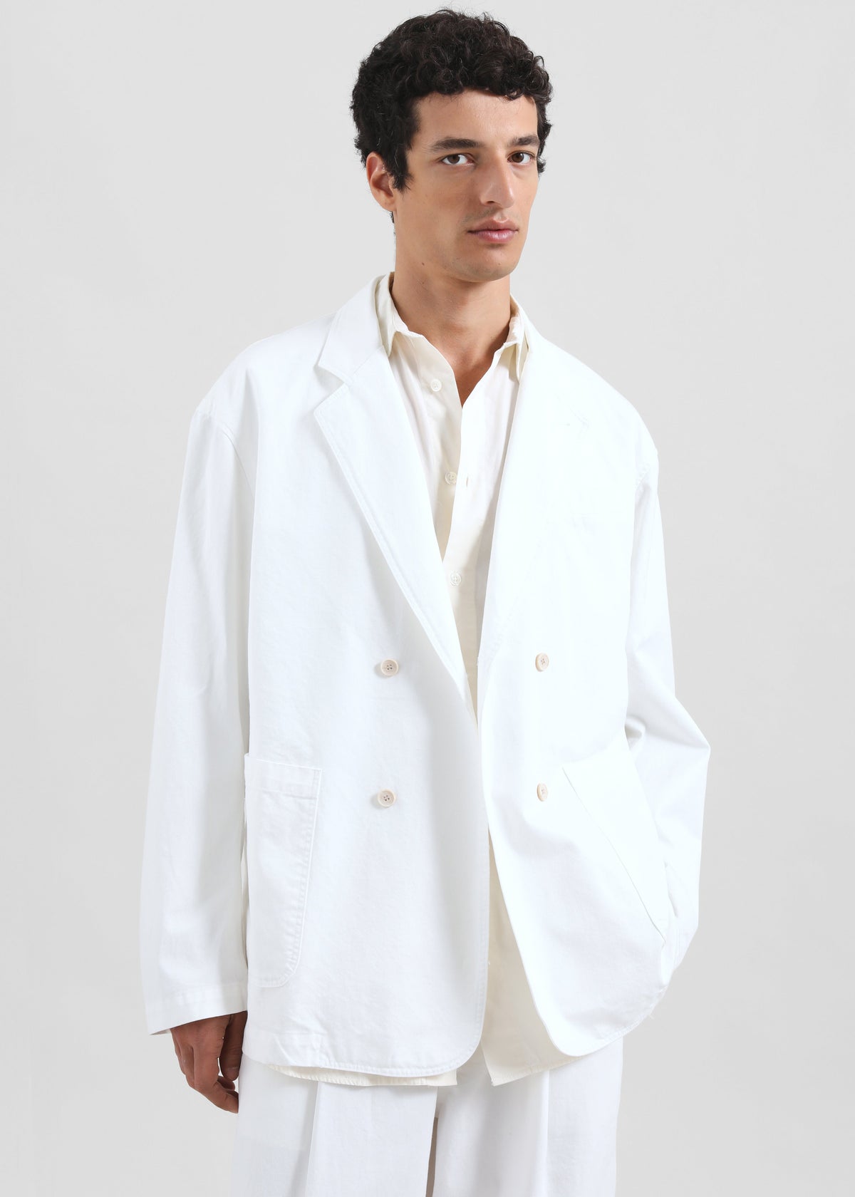 Denaye Cotton Blazer - White - 1