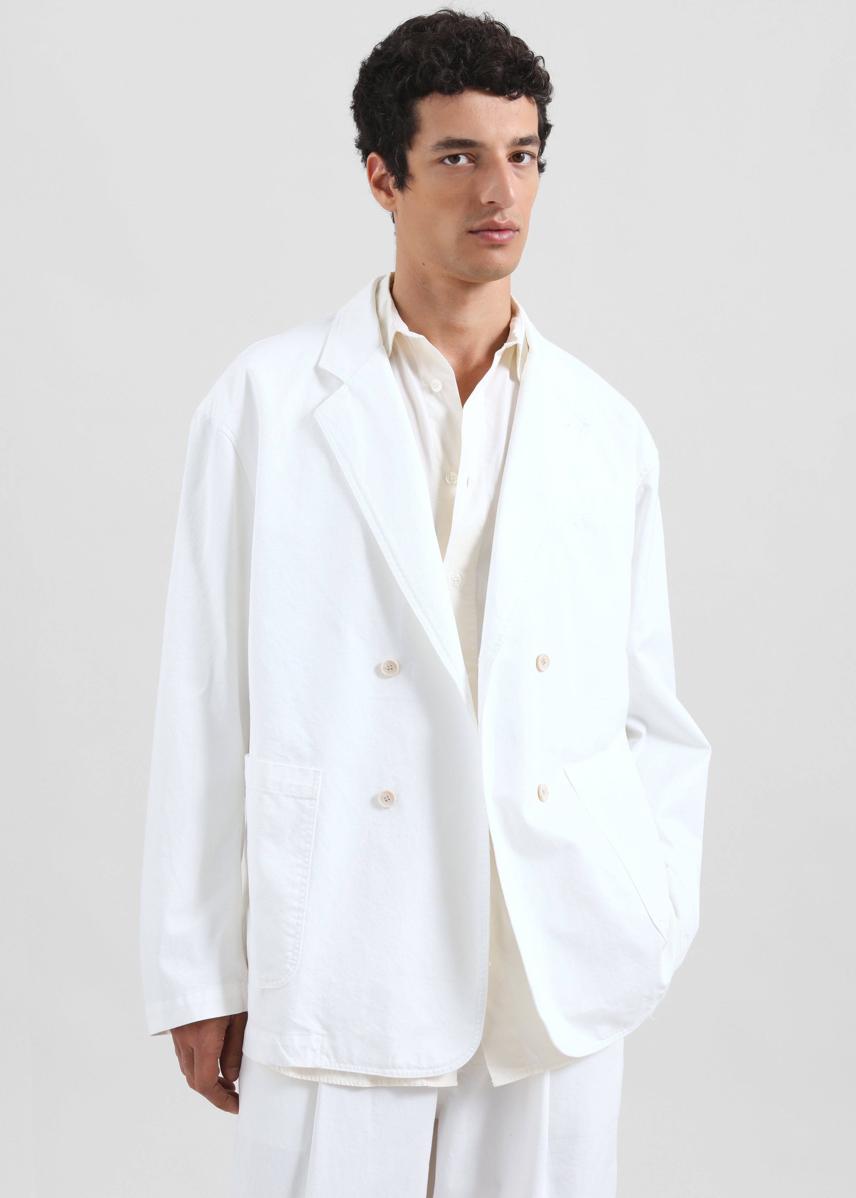 Denaye Cotton Blazer - White - 1