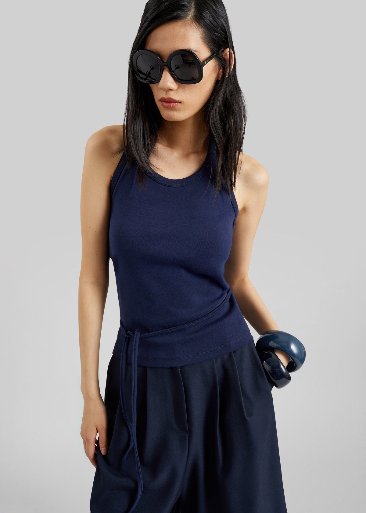 Denia Halter Tie Top - Navy - 1