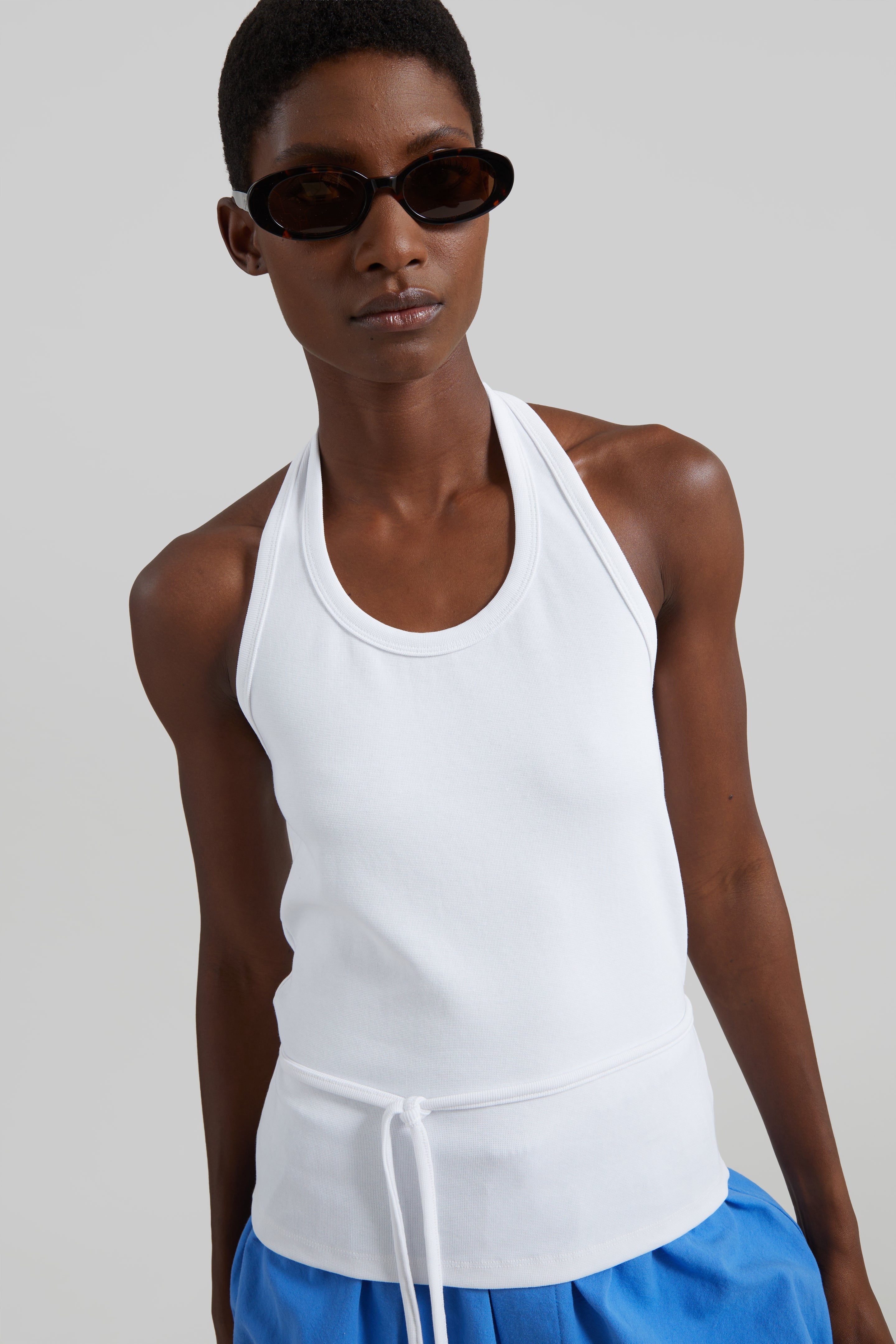 Denia Halter Tie Top - White - 4