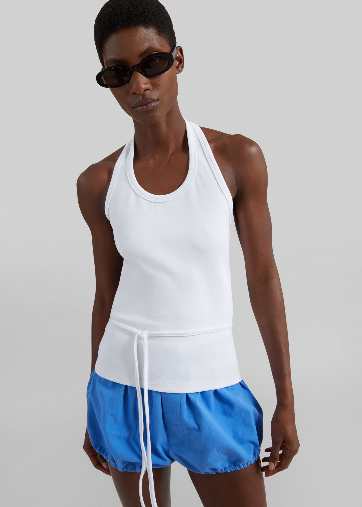 Denia Halter Tie Top - White - 1
