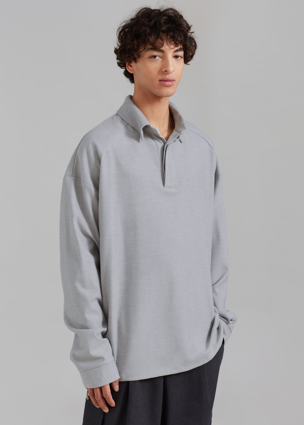 Dennis Drawstring Polo - Light Grey - 1