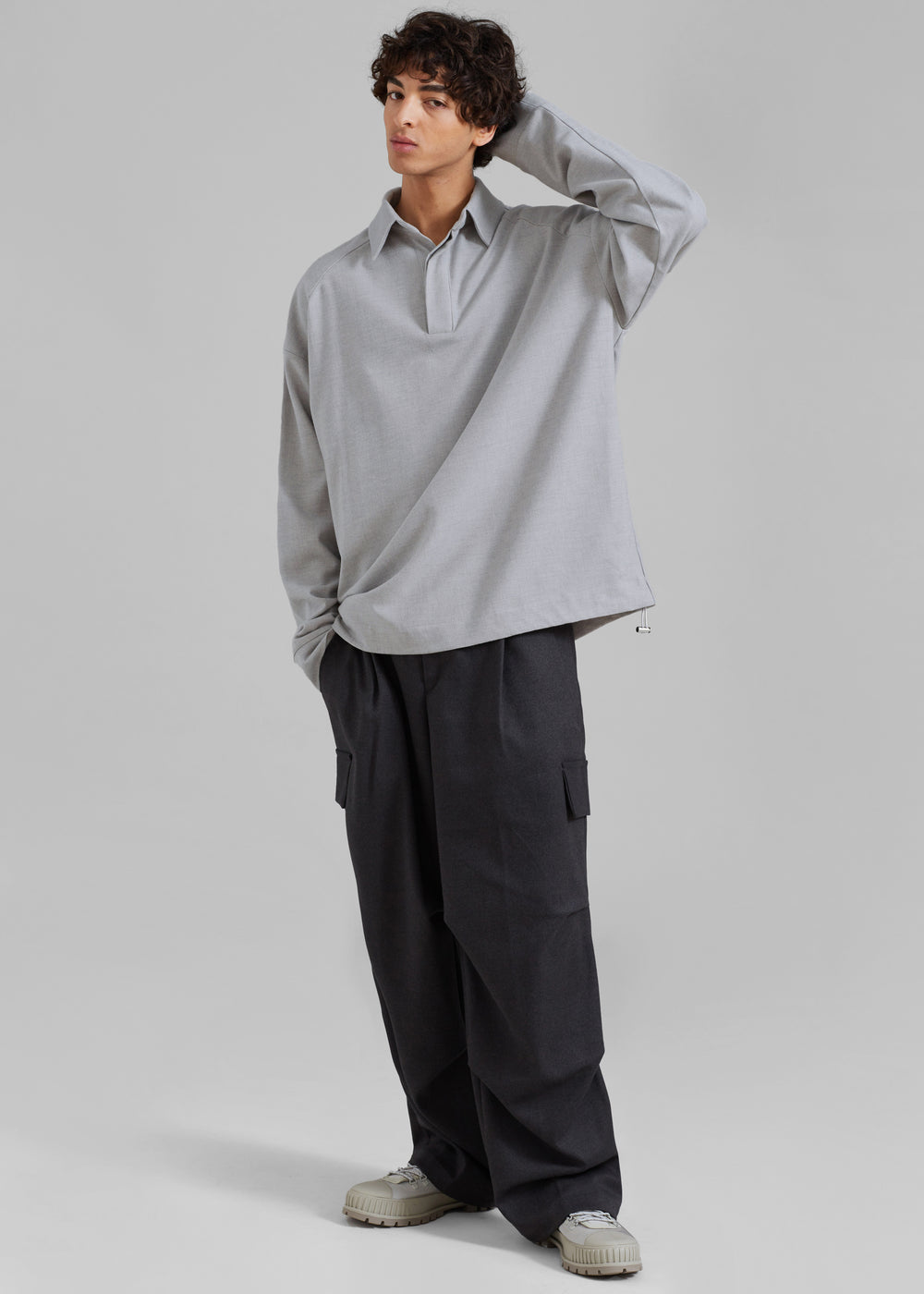 Dennis Drawstring Polo - Light Grey