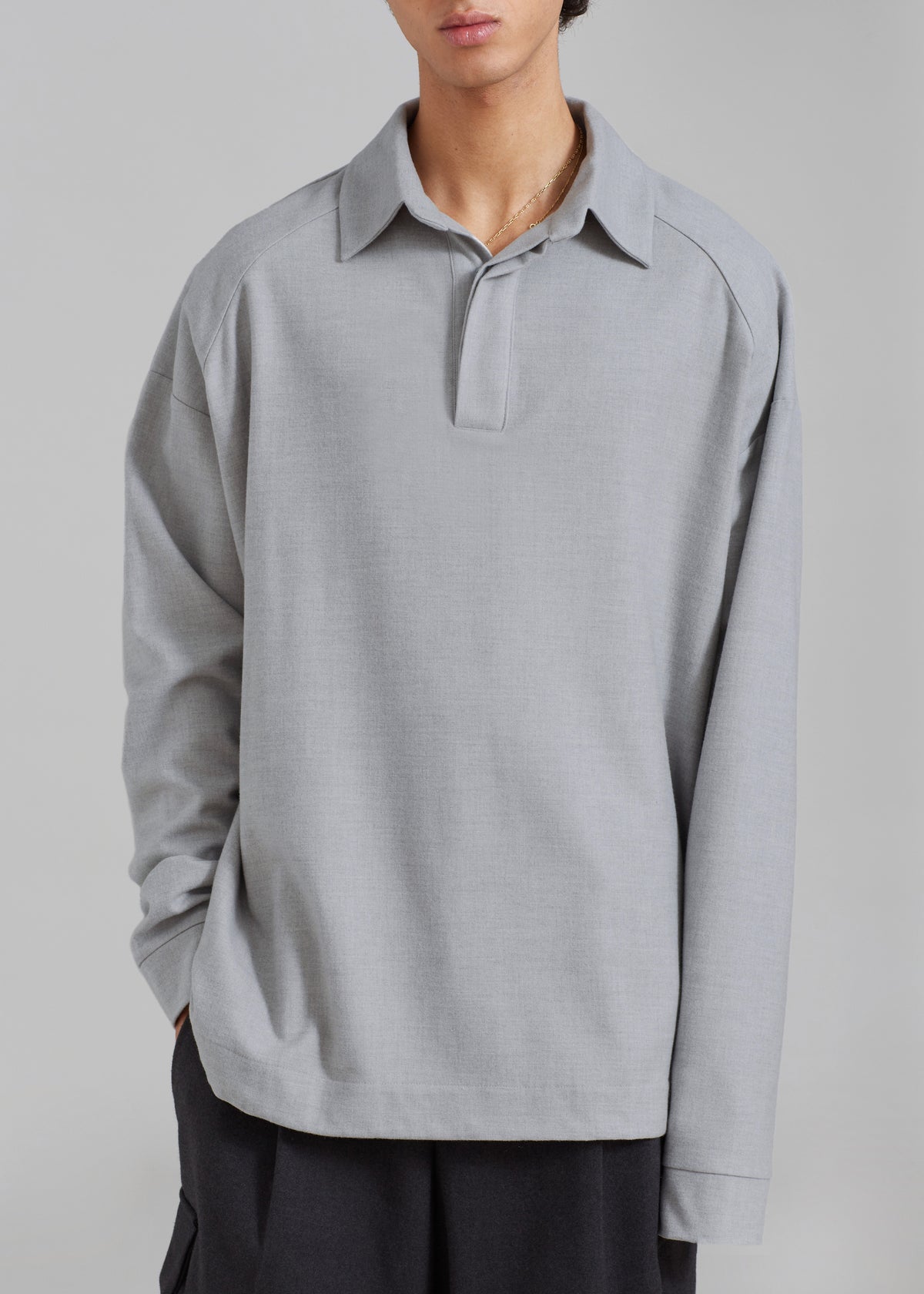 Dennis Drawstring Polo - Light Grey - 4