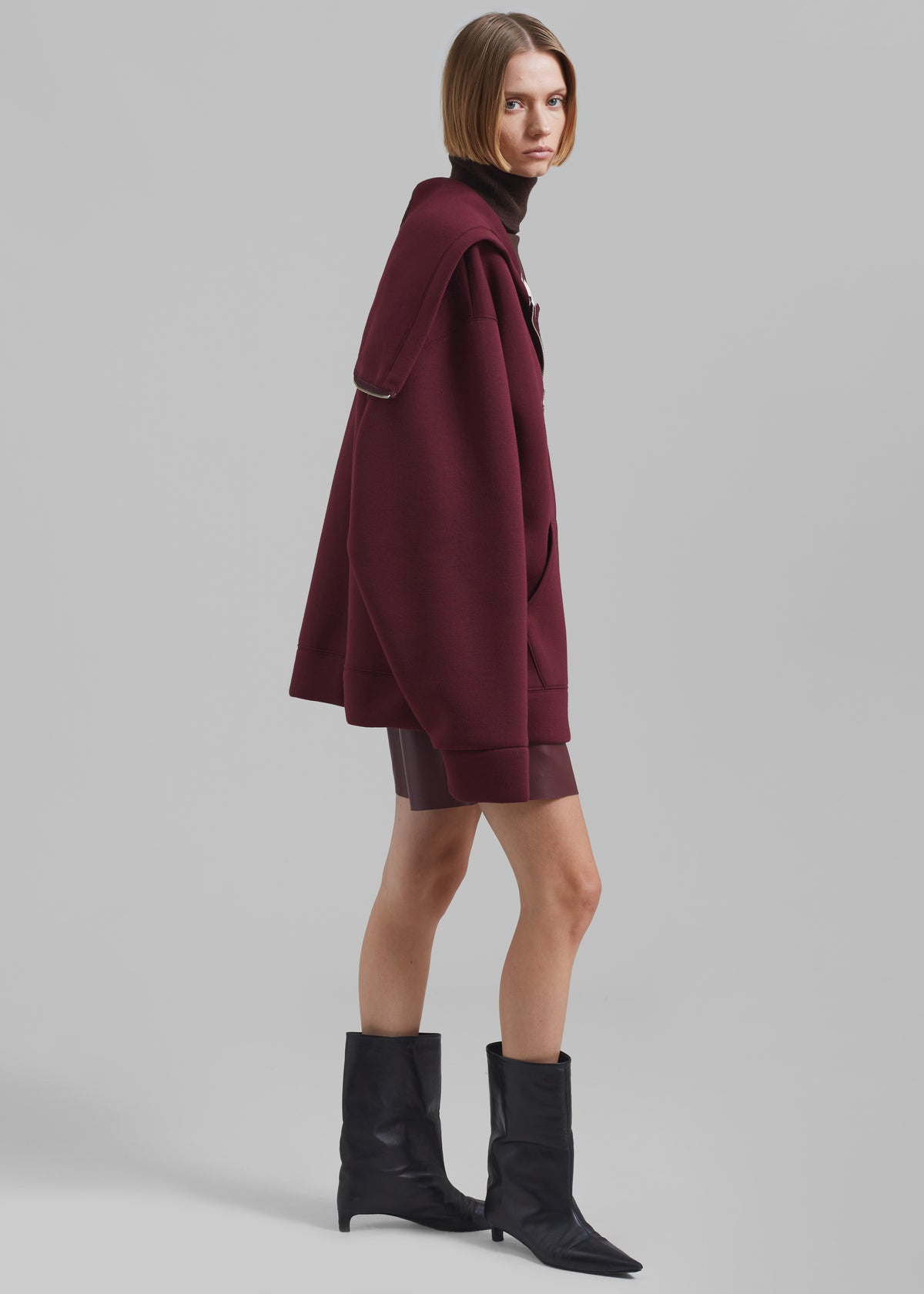 Denton Oversized Hoodie - Burgundy - 1