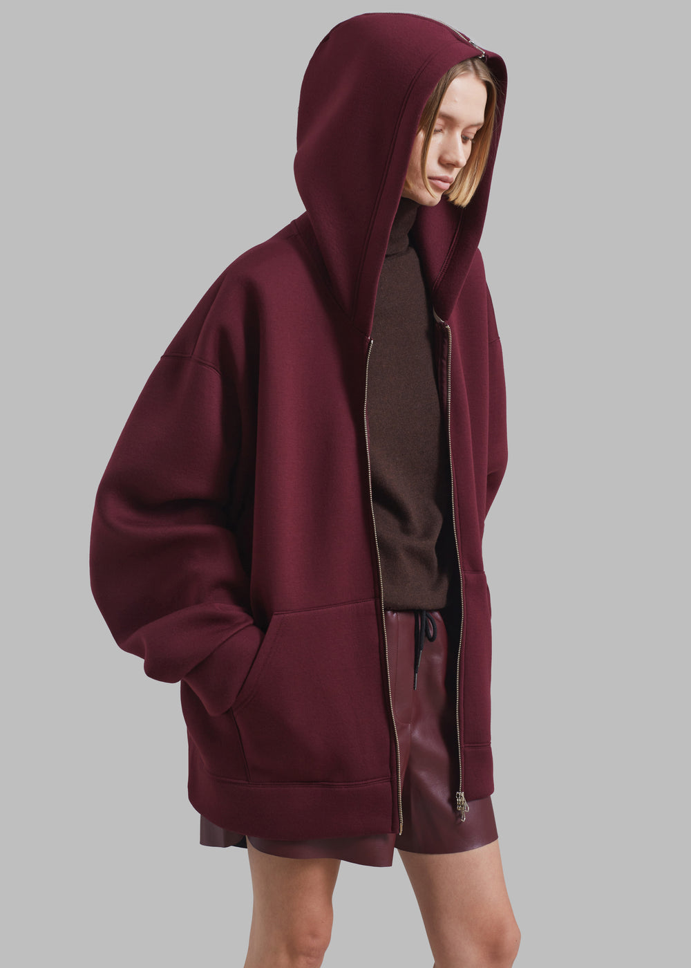 Denton Oversized Hoodie - Burgundy - 1