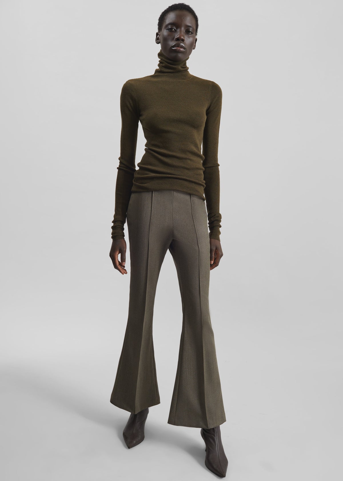 Dessa Wool Flared Pants - Beige Melange - 1