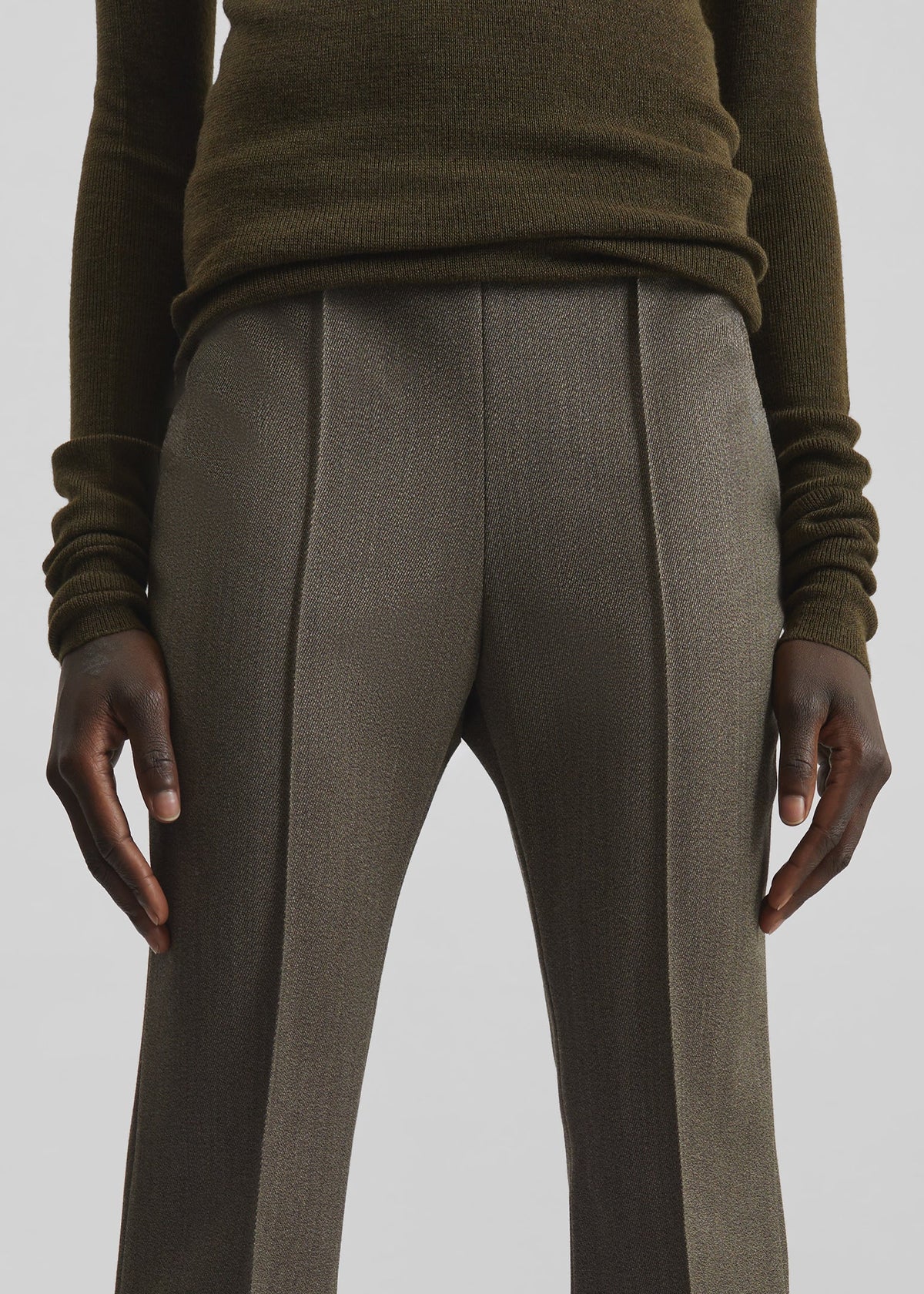 Dessa Wool Flared Pants - Beige Melange - 3