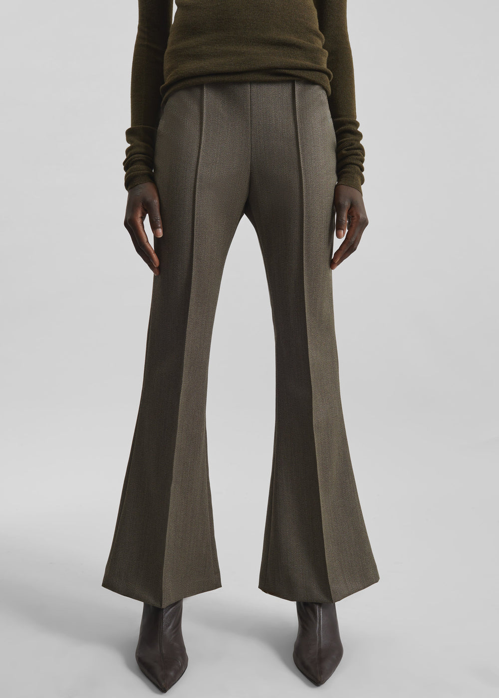 Dessa Wool Flared Pants - Beige Melange - 1