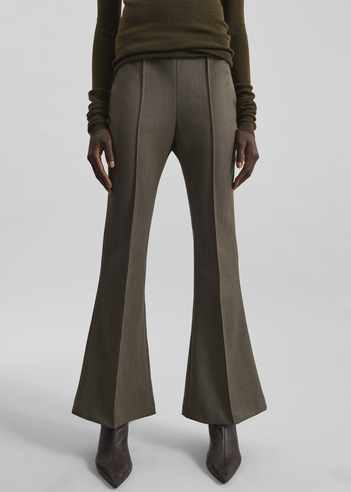 Dessa Wool Flared Pants - Beige Melange - 2