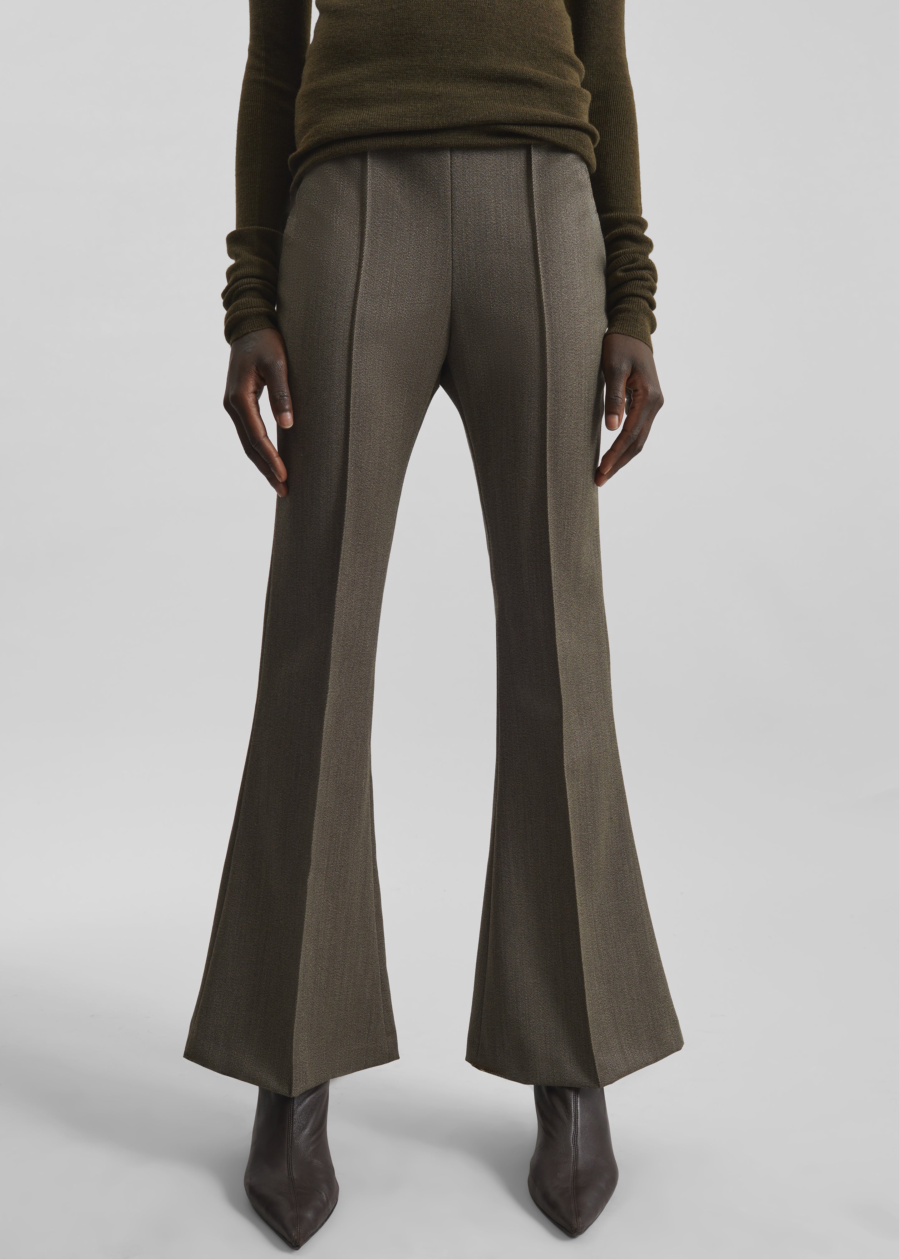 Dessa Wool Flared Pants - Beige Melange - 2